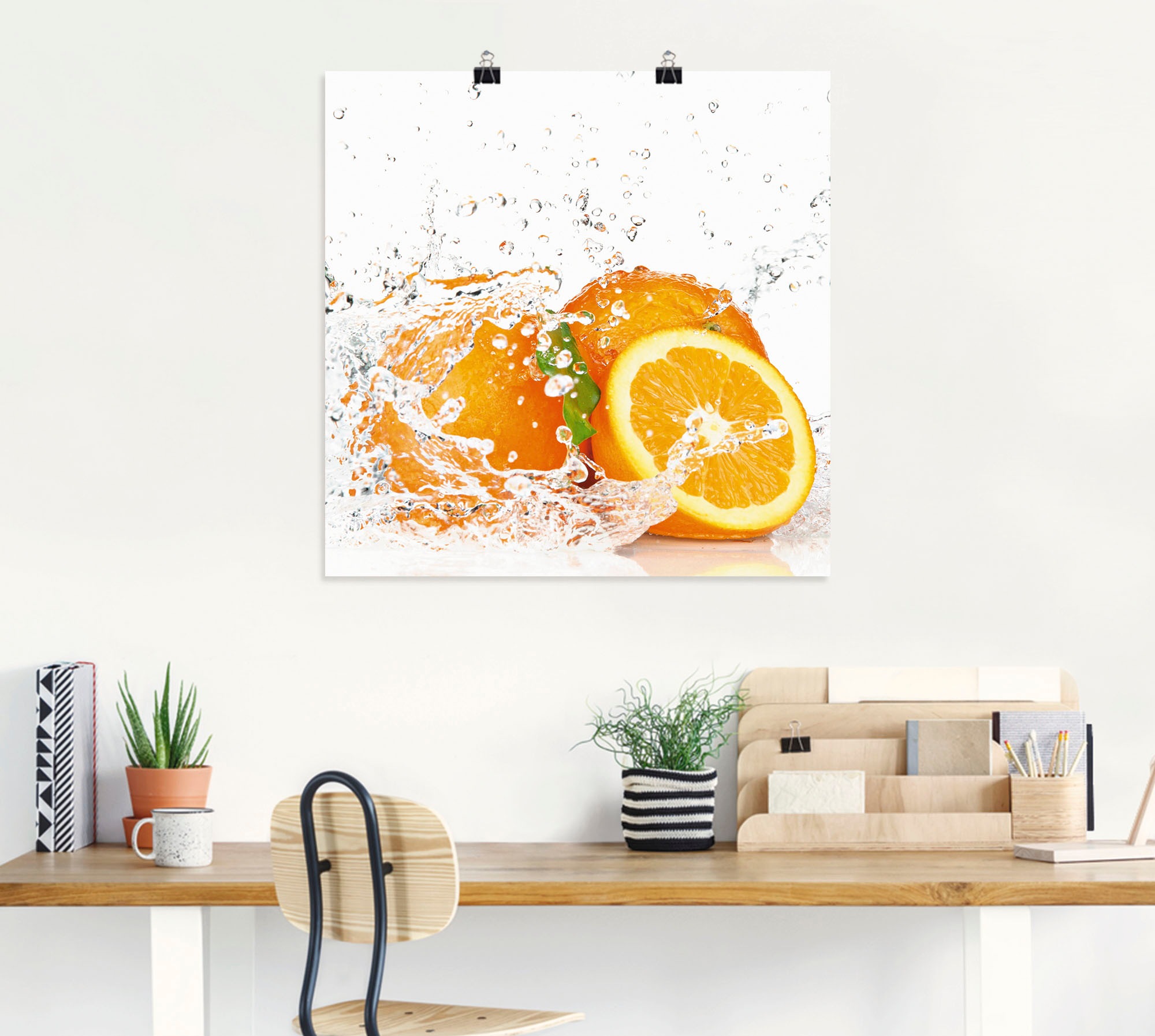 Artland Wandbild »Orange mit Spritzwasser«, Süssspeisen, (1 St.), als Leinwandbild, Poster, Wandaufkleber in verschied. Grössen