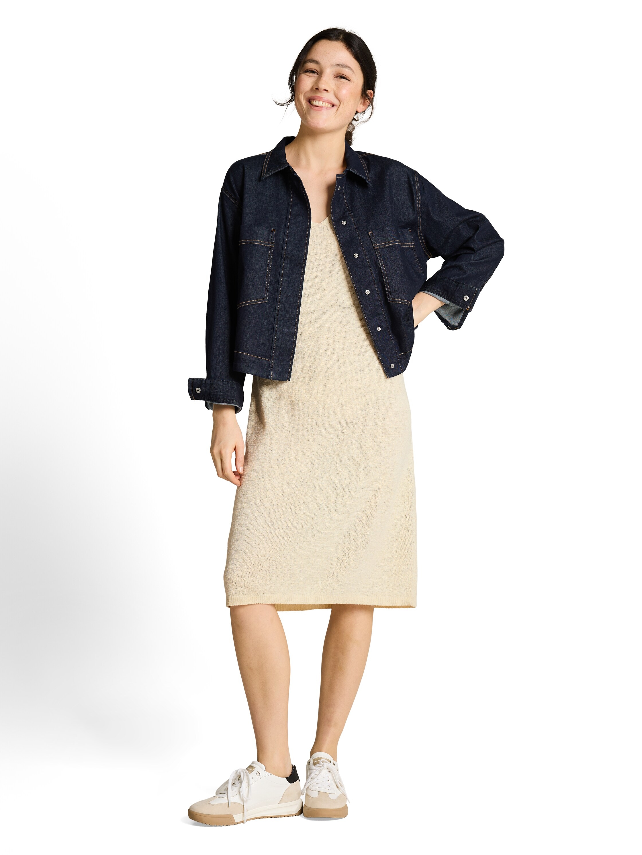 TOM TAILOR Denim Robe en tricot Sans poches robe d'été sans manches longueur 3/4