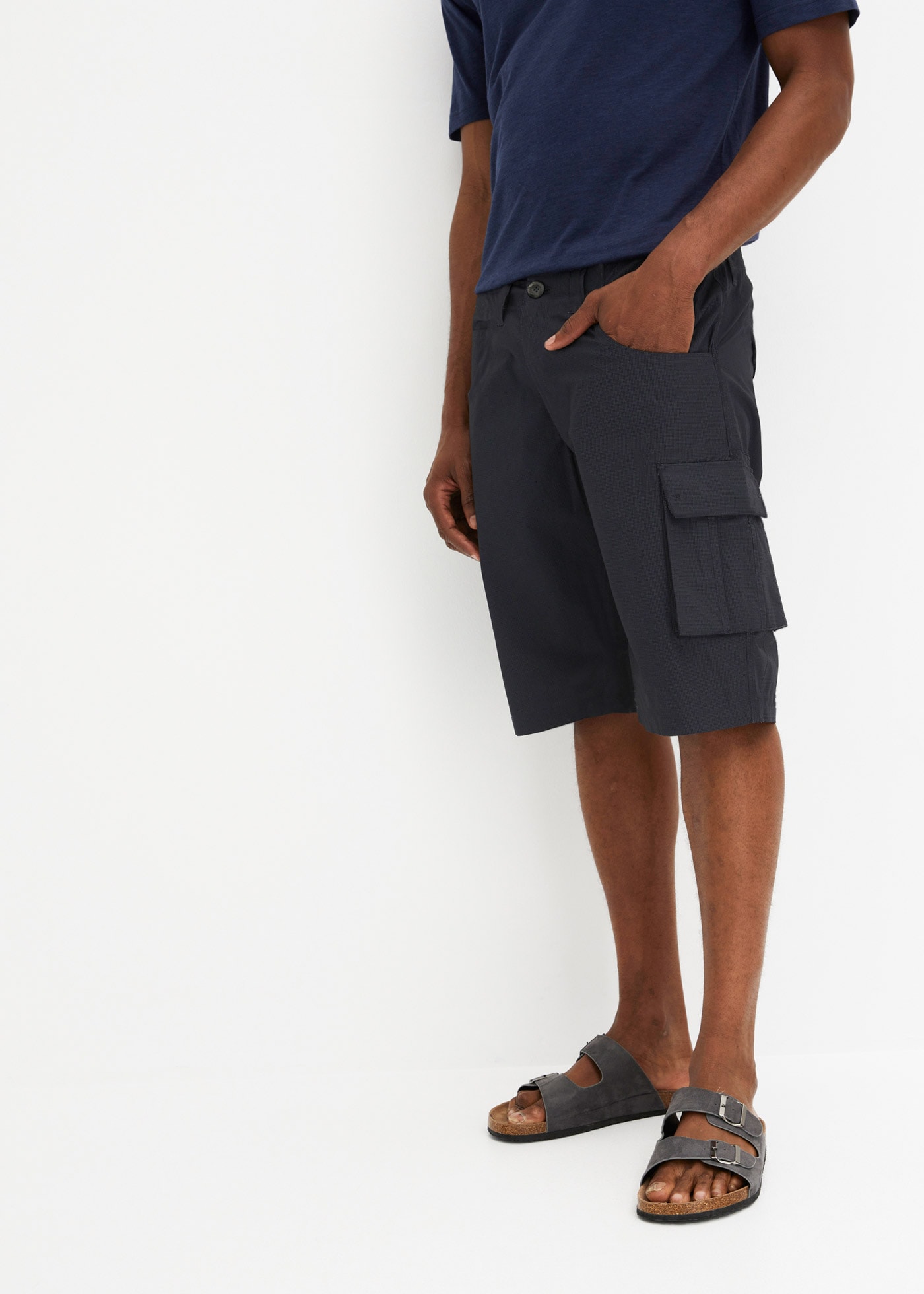 Image of bonprix Cargobermudas aus Baumwolle, Relaxed Fit, mit Minimalmuster, im Casual Stil