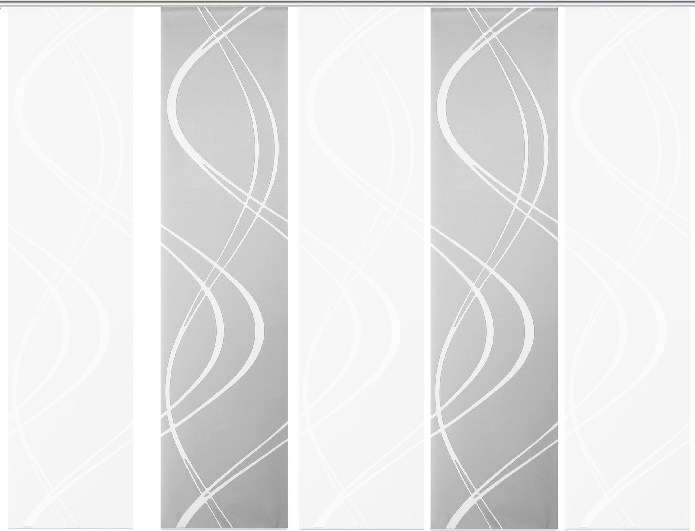 HOME WOHNIDEEN Schiebegardine »TIBERIO« Paneelwagen 5 Stk. tlg. Kombination aus Weiss und Grau