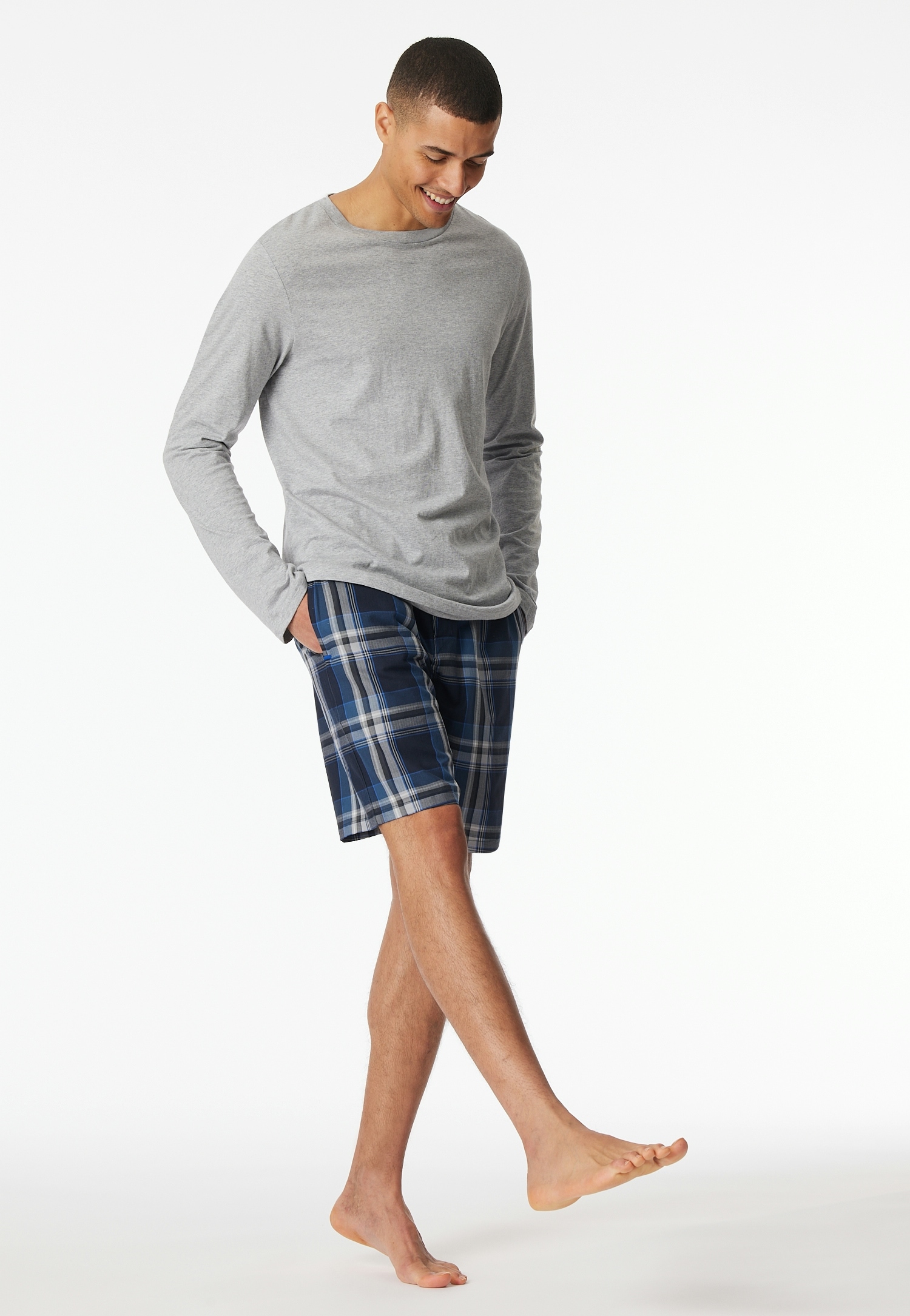 Image of Schiesser Pyjamashorts "Mix + Relax" kariert, Gummizug, Bindeband