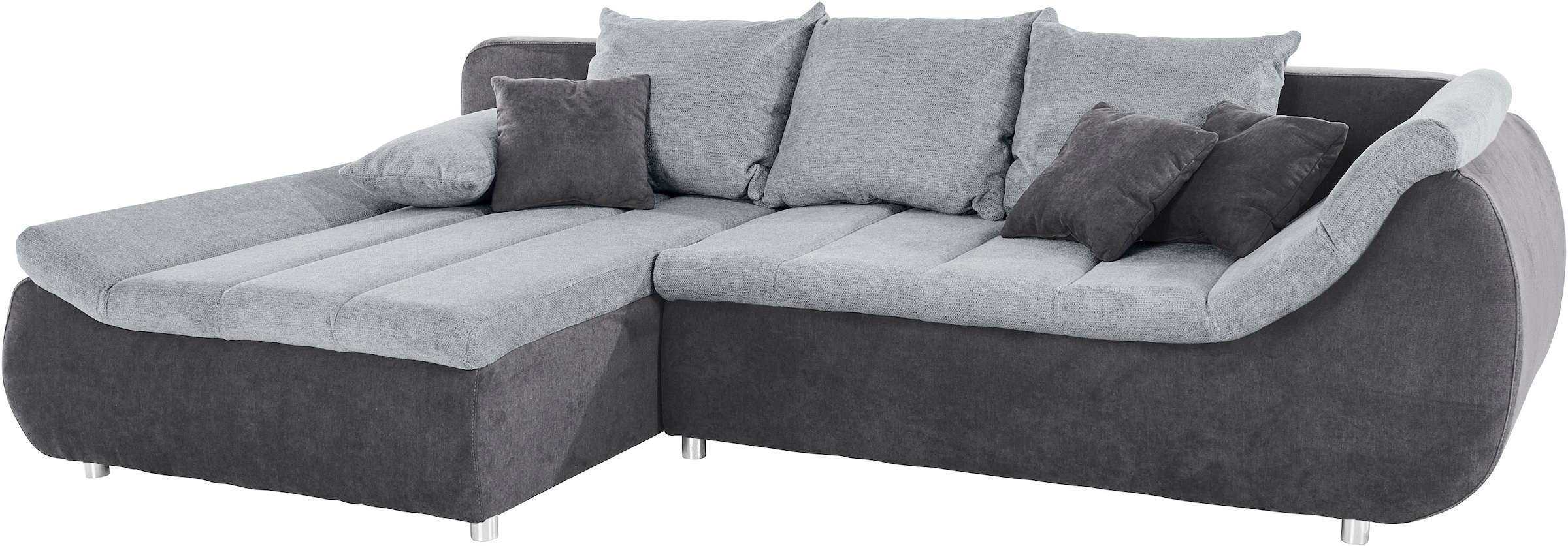 INOSIGN Ecksofa »Imola, elegant und modern, aktuelle Steppung im Sitz, bequem, L-Form« frei im Raum stellbar, wahlweise mit Bettfunktion und Bettkasten