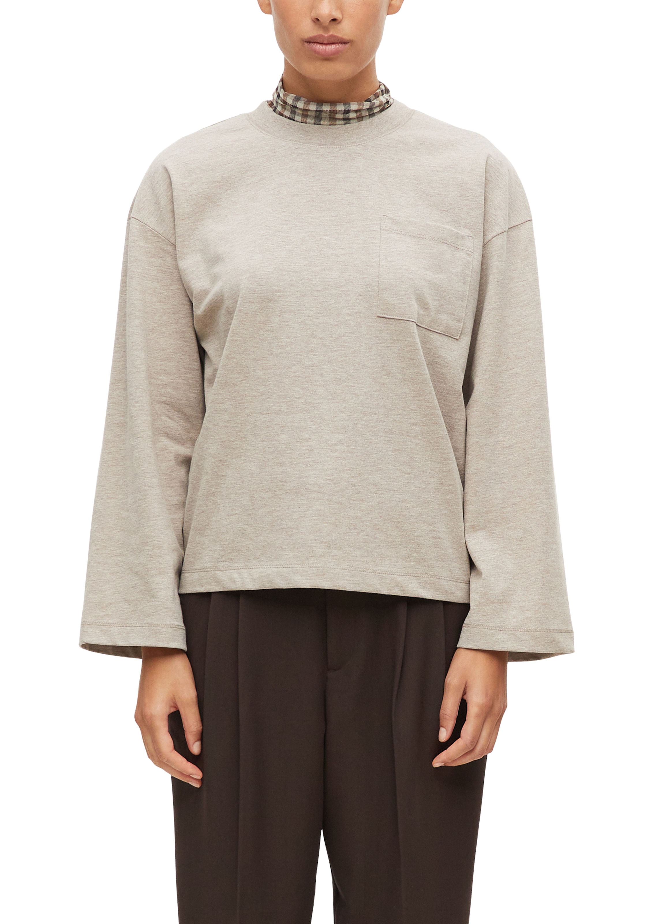 Image of s.Oliver Rundhalsshirt Langarmshirt / Sweatshirt mit Brusttasche / Weite Arme
