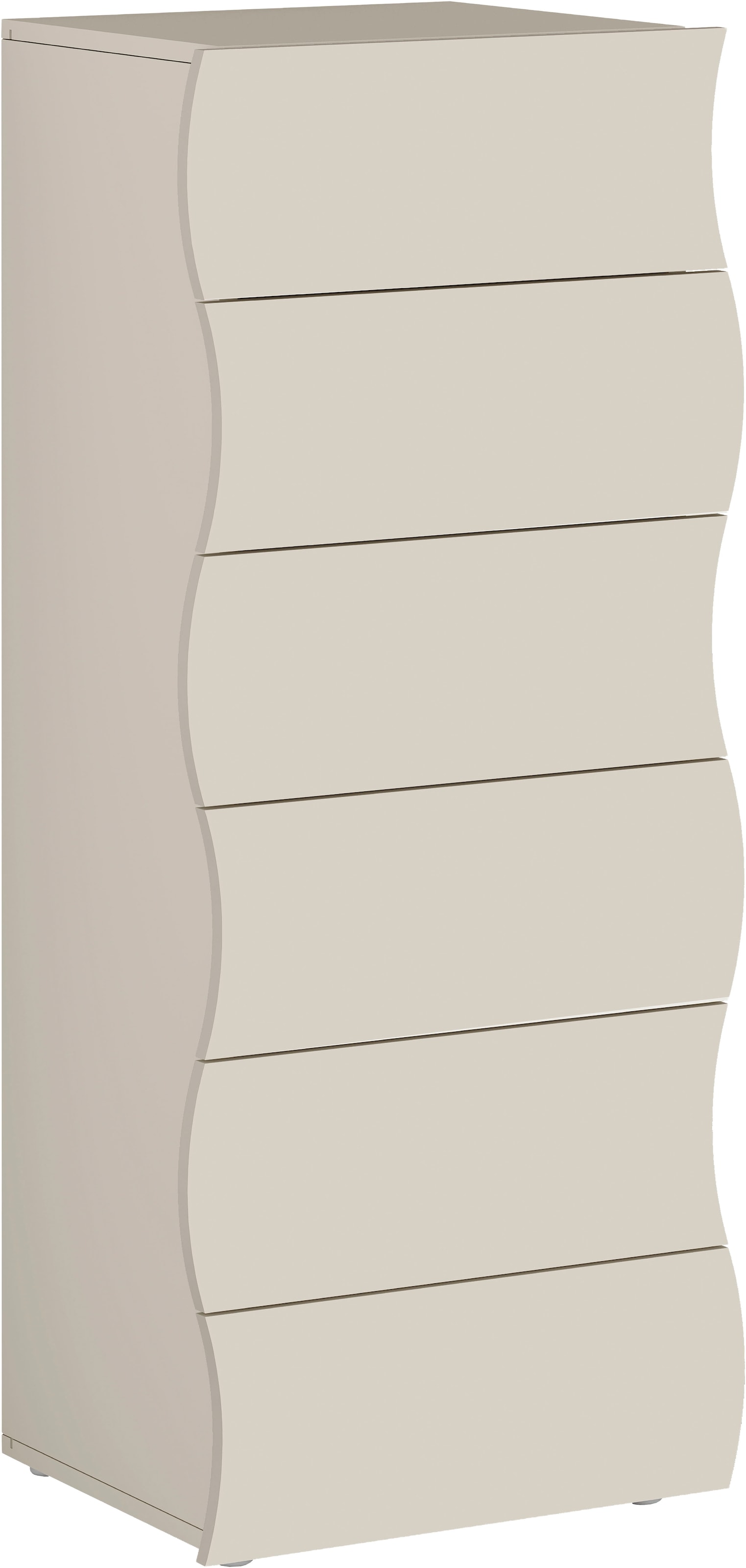 Image of Home affaire Kommode "Onda Schubladenschrank, Kommodenschrank, mit 6 Schubladen," Elegante Kommode mit Wellenfront in Kaschmir matt, Made in Italy