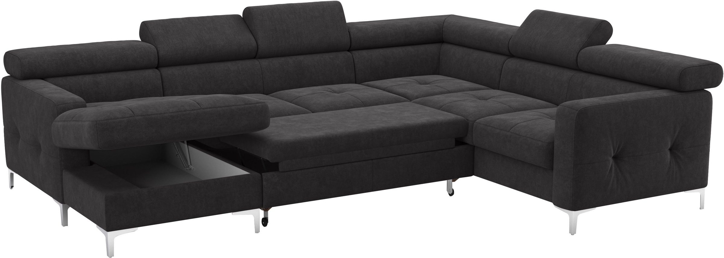 COTTA Wohnlandschaft »Sammy U-Form«, mit Kopfteilverstellung, wahlweise mit Bettfunktion & Bettkasten