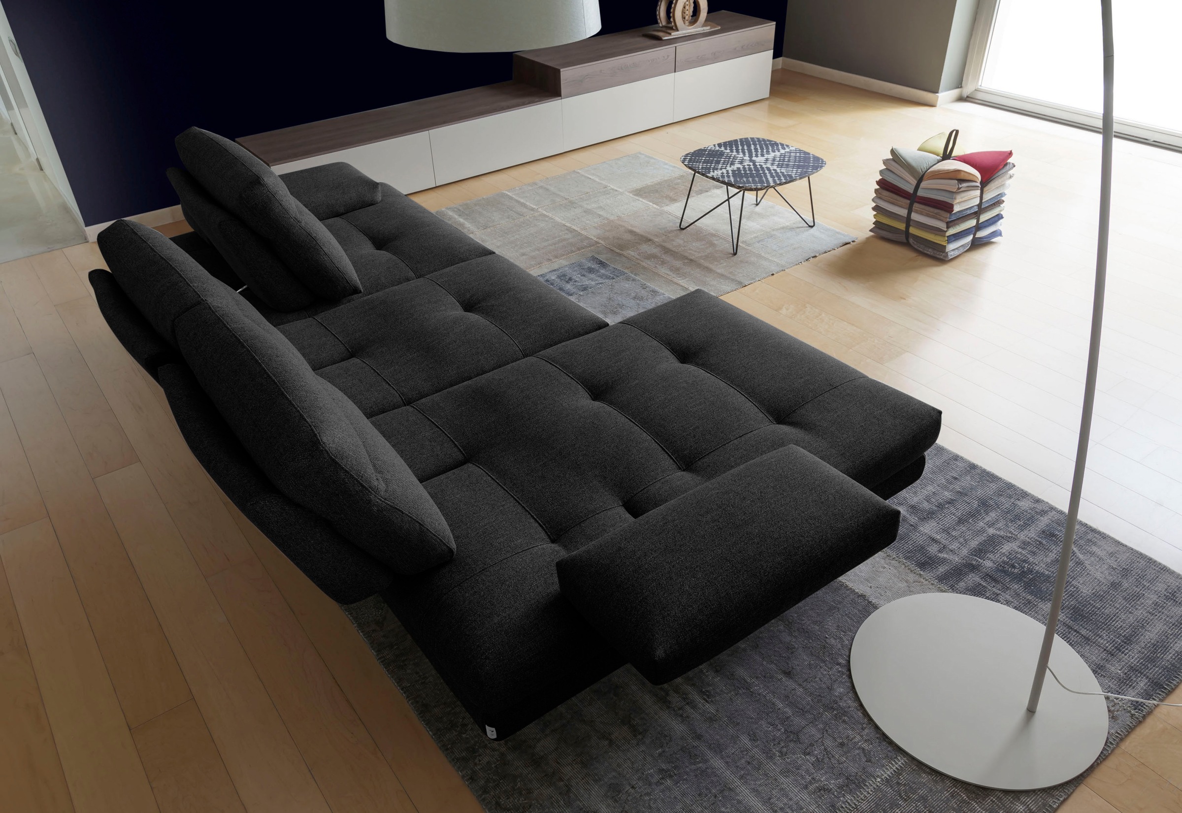 CALIA ITALIA Ecksofa »Toby Wing, L-Form, Designsofa mit sensationellem Sitzkomfort«, inklusive Sitztiefenverstellung, Füsse in chrom glänzend