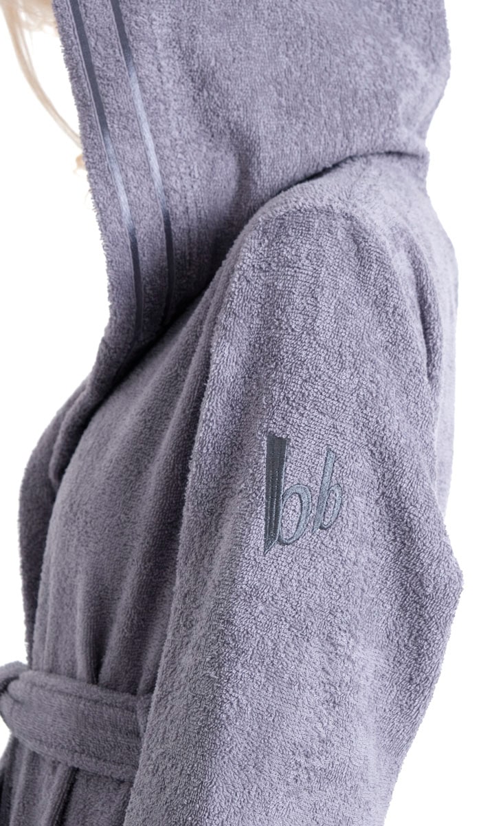 Bruno Banani Damenbademantel »Clement, ideal für Sauna & Spa, Hotelbademantel, Morgenmantel« 1 Stk. 100% Baumwolle, einfarbig, glänzende Streifen-Bordüre, Taschen, XS-3XL