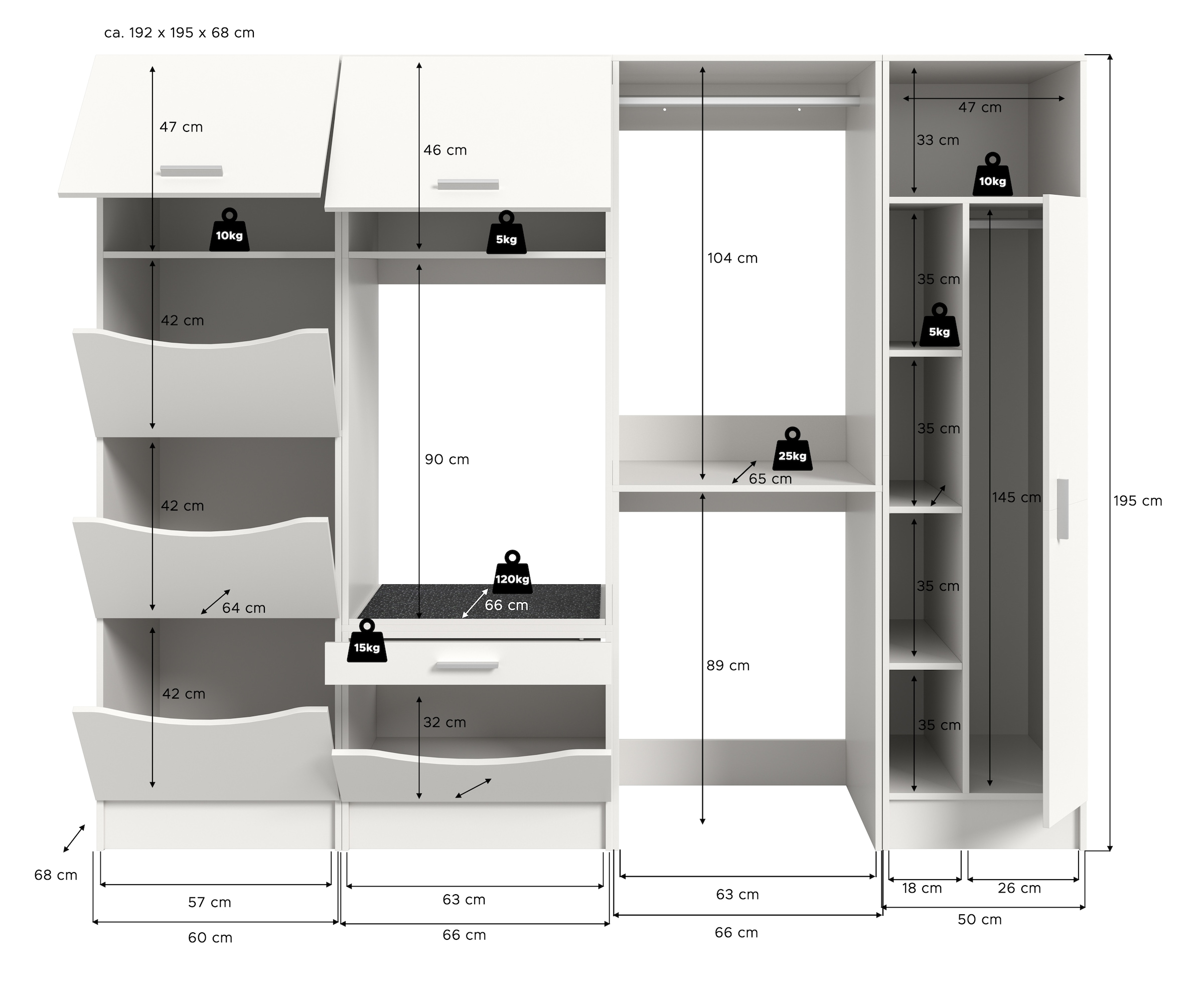 welltime Badmöbel-Set »FALAS, TOPSELLER!, 4-teilig, Hauswirtschaftsraum Set, Breite 248 cm« 1x Wäsche-, 2x Waschmaschinenumbau- & 1xMehrzweckschrank, 