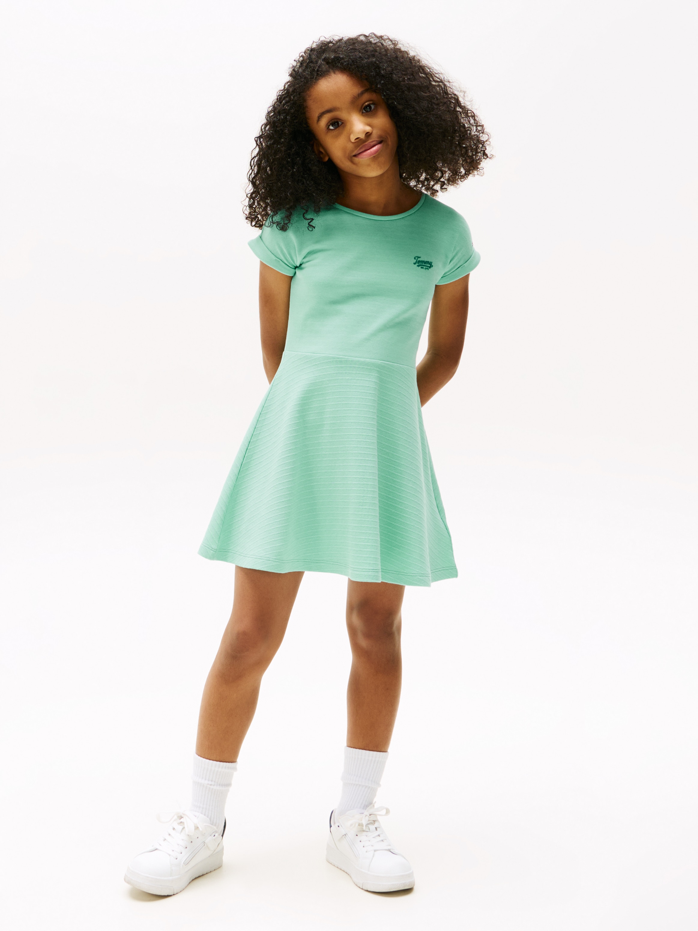 Tommy Hilfiger Jerseykleid »SPACER INTERLOCK DRESS«, für Kinder bis 16 Jahre, mit Logoschriftzug