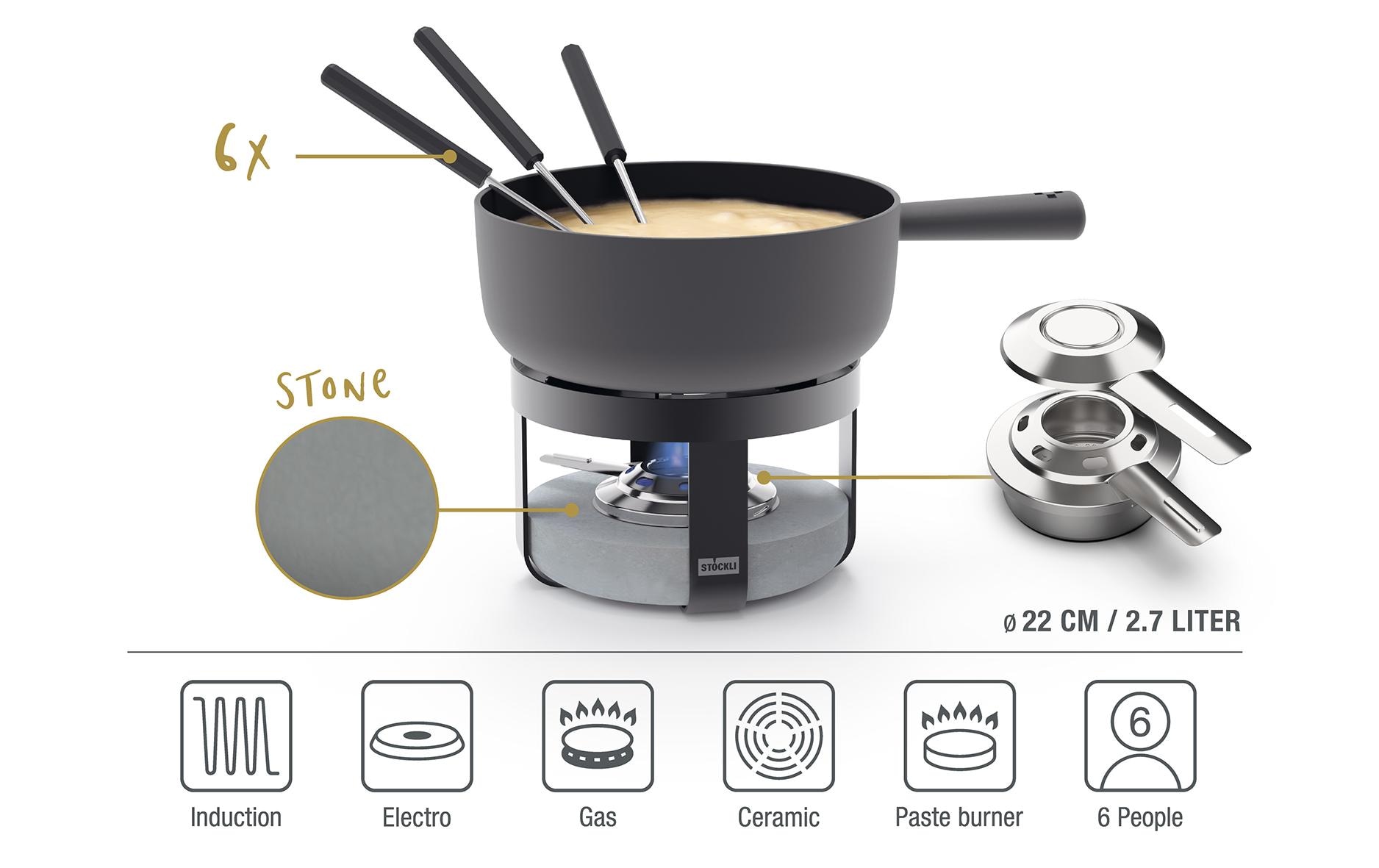 Stöckli Fondue »Stöckli Käsefondue-Set Pilatus Stone Classic 22 BL Gusseisen«