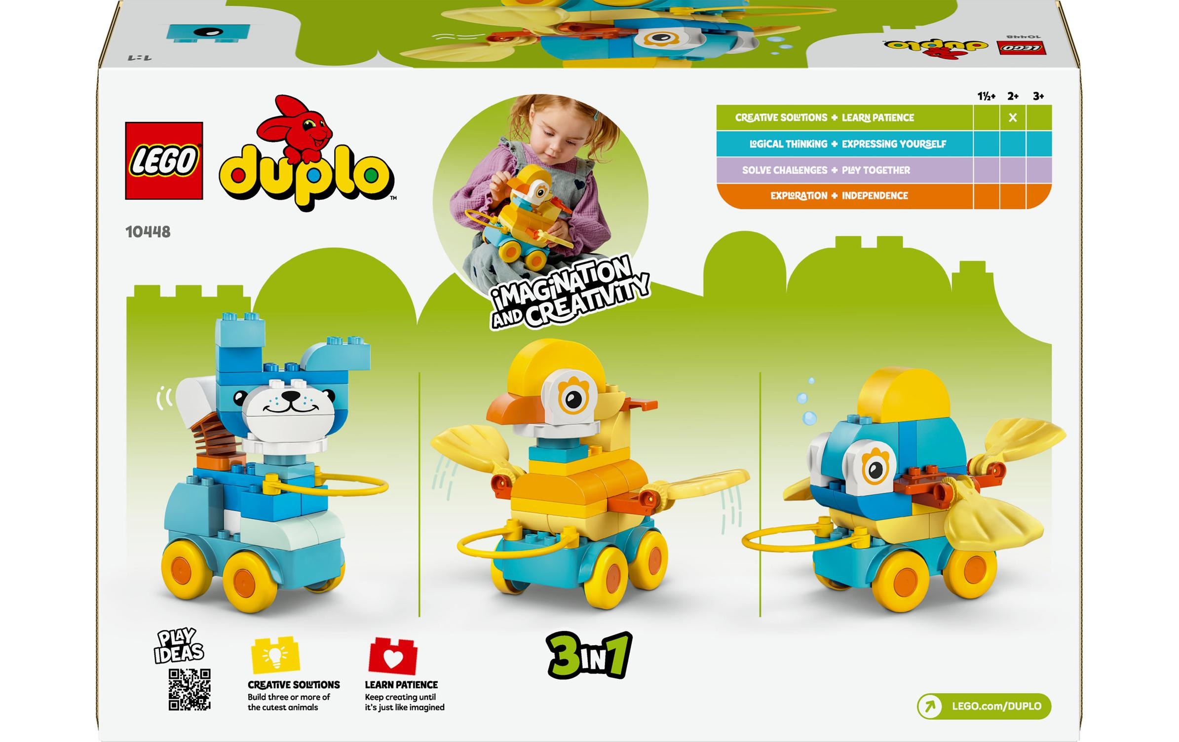 LEGO® Spielbausteine »DUPLO® Tiere auf Rädern 3-in-1-Set 10448«, (58 St.)