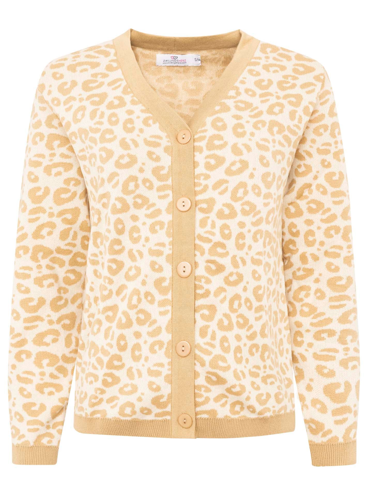 Zwillingsherz Veste en tricot »"Gestrickter-Leo"« mit Knöpfen, mit Leomuster aus reiner Baumwolle