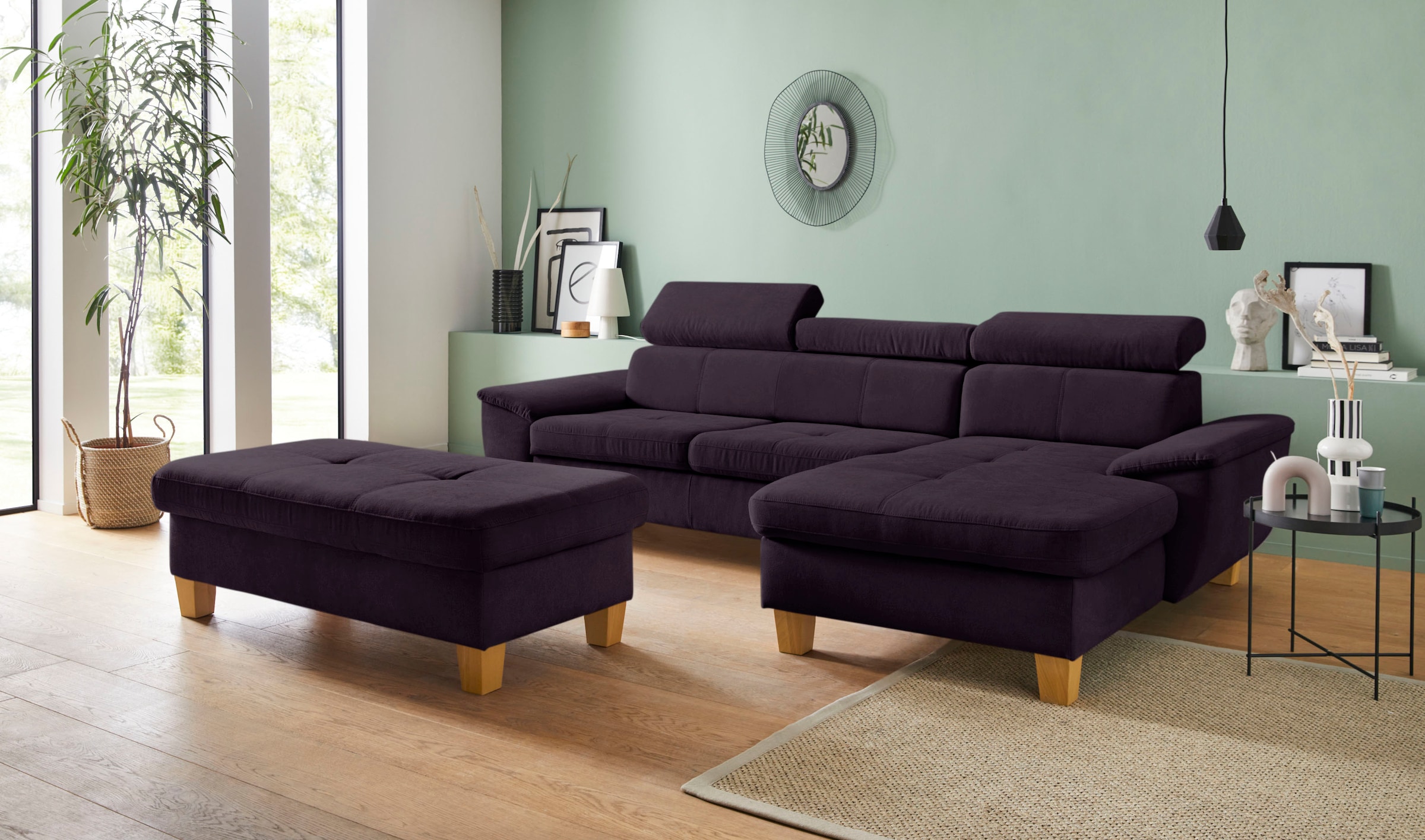 exxpo - sofa fashion Ecksofa »Enya, aufwendige Detailverarbeitung, hoher Sitzkomfort, bequem, L-Form« inkl. Kopfteilverstellung, wahlweise mit Bettfunktion und Bettkasten