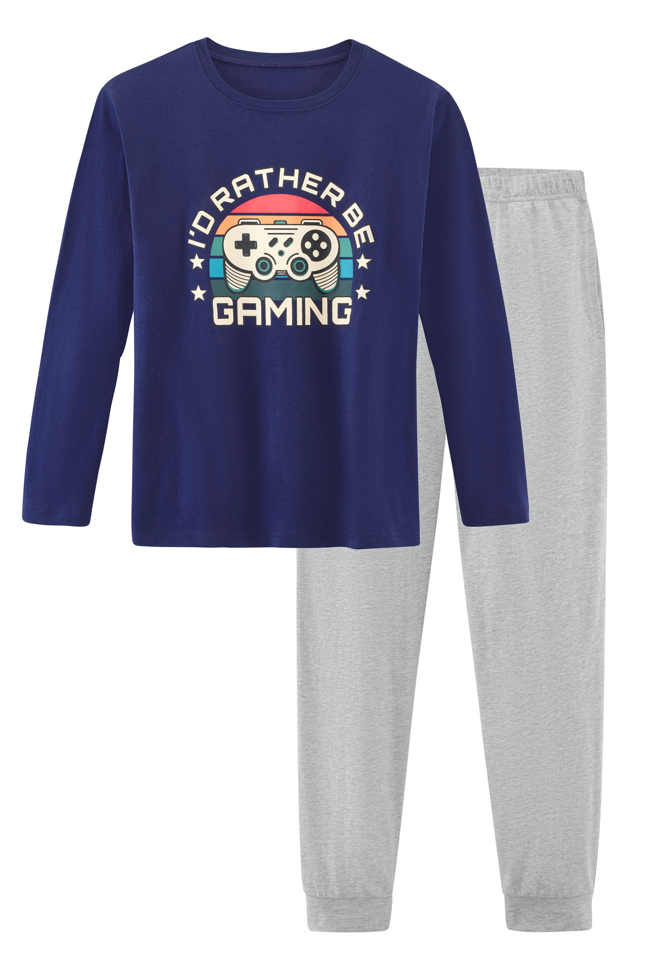 Image of AUTHENTIC LE JOGGER Pyjama Packung, 1 Stück, 2 tlg. Schlafanzug mit grossem Gaming - Print vorn