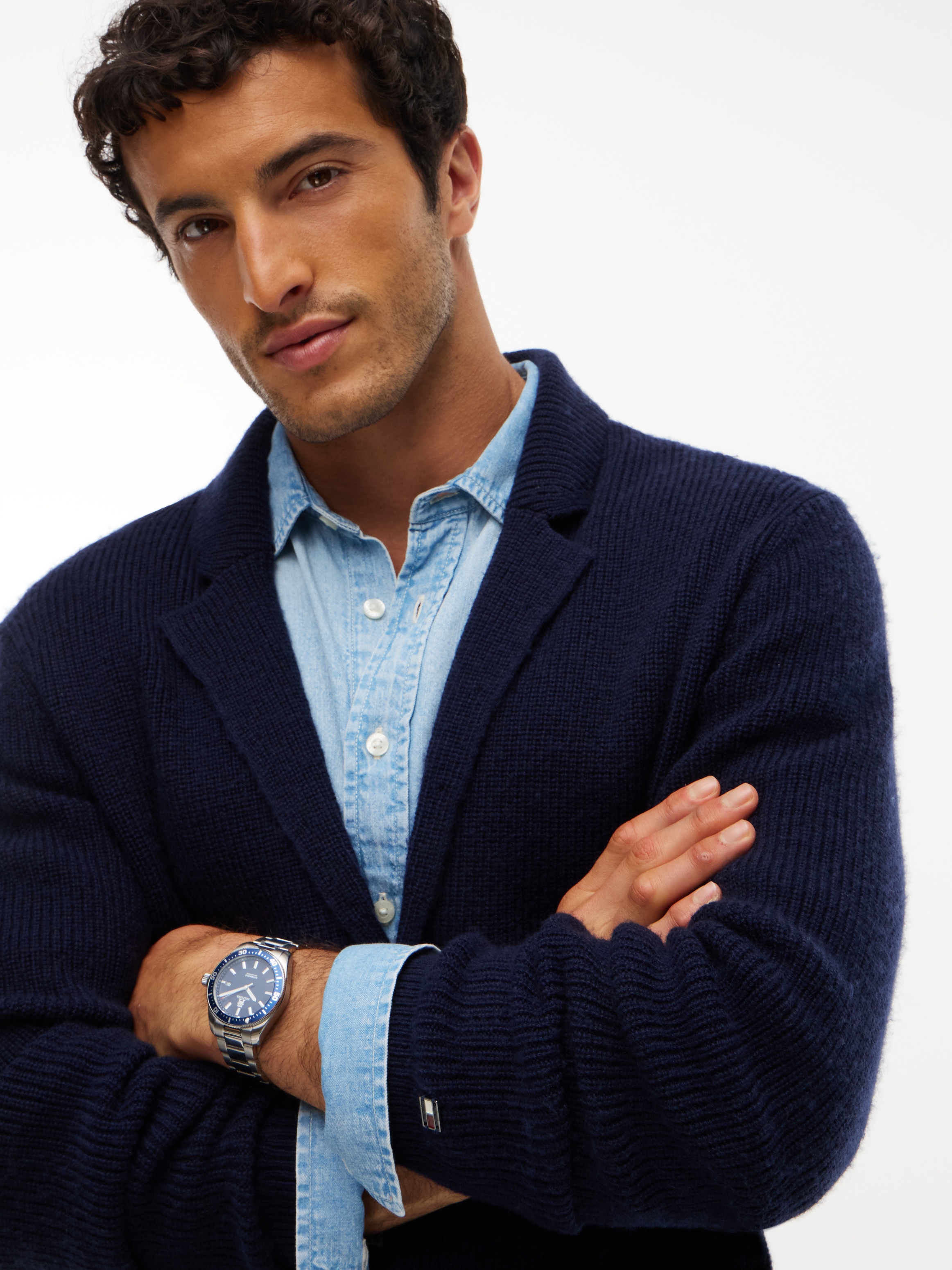 Tommy Hilfiger Cardigan »NY KNITTED CARDIGAN« aspect veste, coupe normale