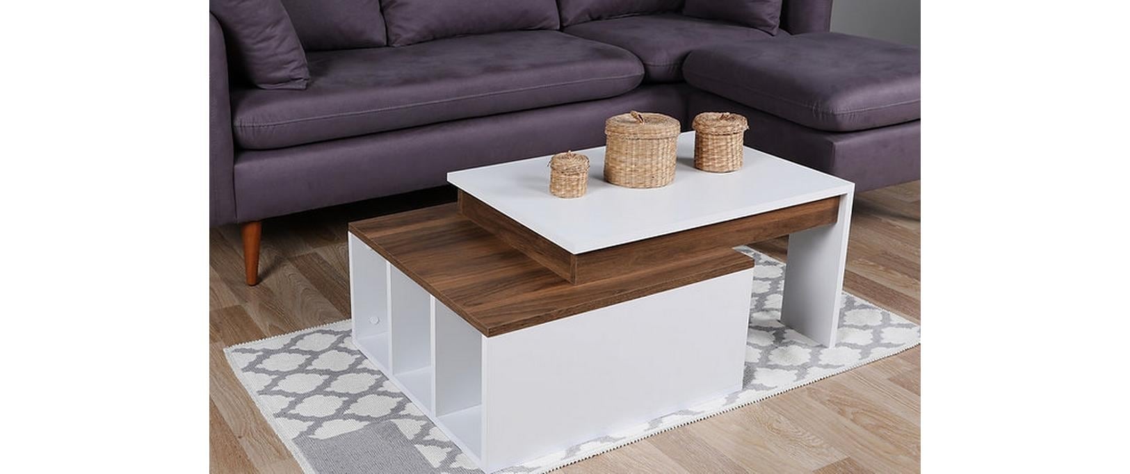 WOODY FASHION Beistelltisch »Kolarado 90 x 37,4 x 60 cm, Nature/Weiss«