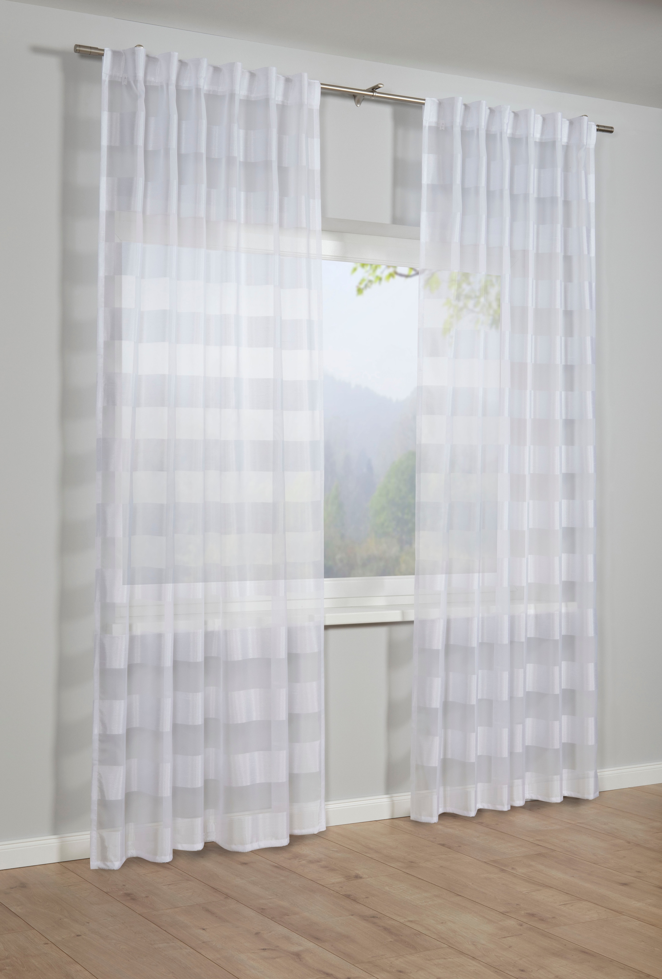 Image of Sehlbach Gardine "Schal Streifen" Schlaufen 1 Stk. tlg. mit verdeckten Schlaufen