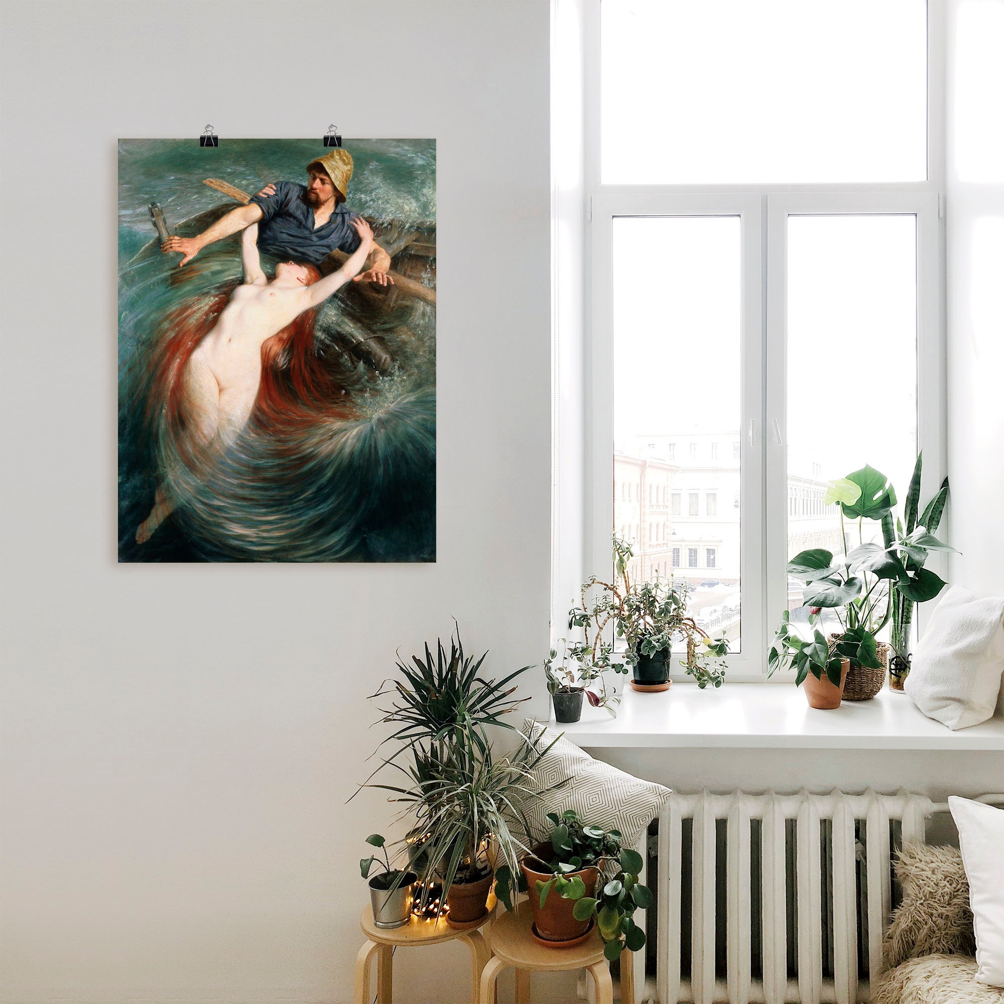 Artland Poster "Ein Fischer in den Fängen einer Sirene." klassische Fantasie 1 Stk. tlg. ohne Rahmen