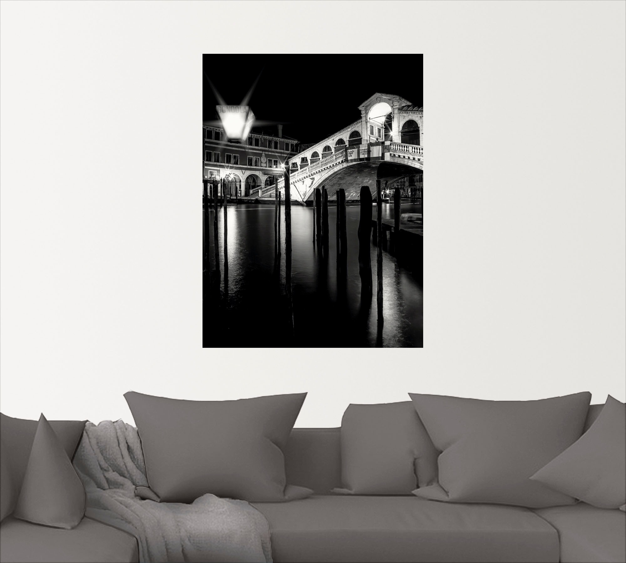 Image of Artland Wandbild »Venedig Canal Grande & Rialto Brücke I«, Brücken, (1 St.), in vielen Grössen & Produktarten - Alubild / Outdoorbild für den Aussenbereich, Leinwandbild, Poster, Wandaufkleber / Wandtattoo auch für Badezimmer geeignet bei Ackermann Versan