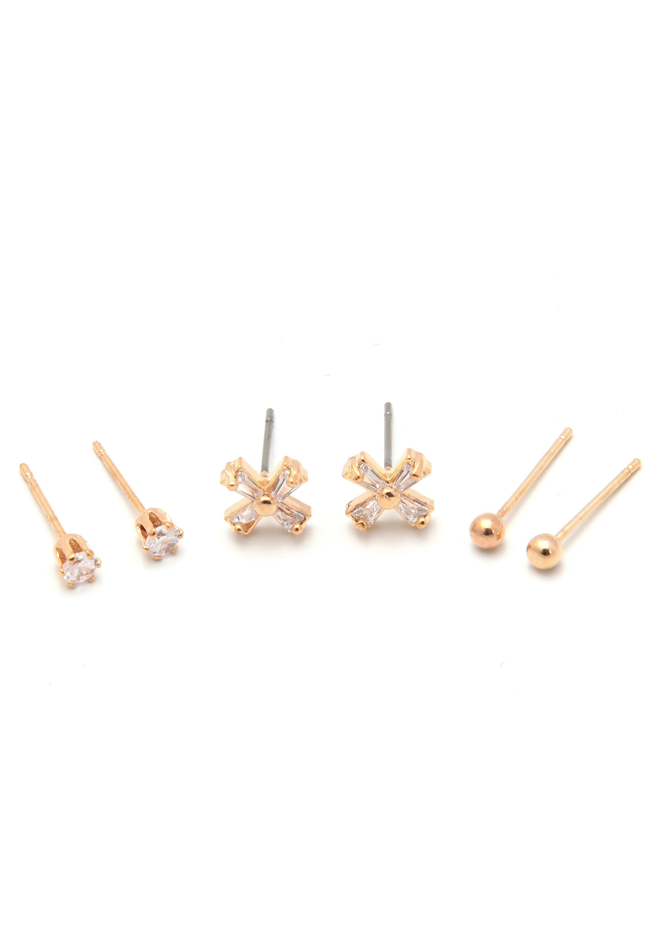 Image of J.Jayz Ohrstecker-Set »schlichtes Design, Kreuz, Kugeln«, (Set, 6 tlg.), mit Glassteinen bei Ackermann Versand Schweiz