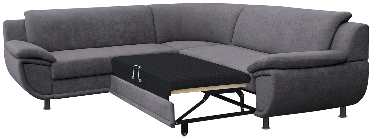 TRENDMANUFAKTUR Ecksofa »Rondo wahlweise mit Schlaffunktion, 267x247 cm (BxT), breite Armlehnen« L-Form, wahlweise mit Federkern bestellbar, Füsse schwarz