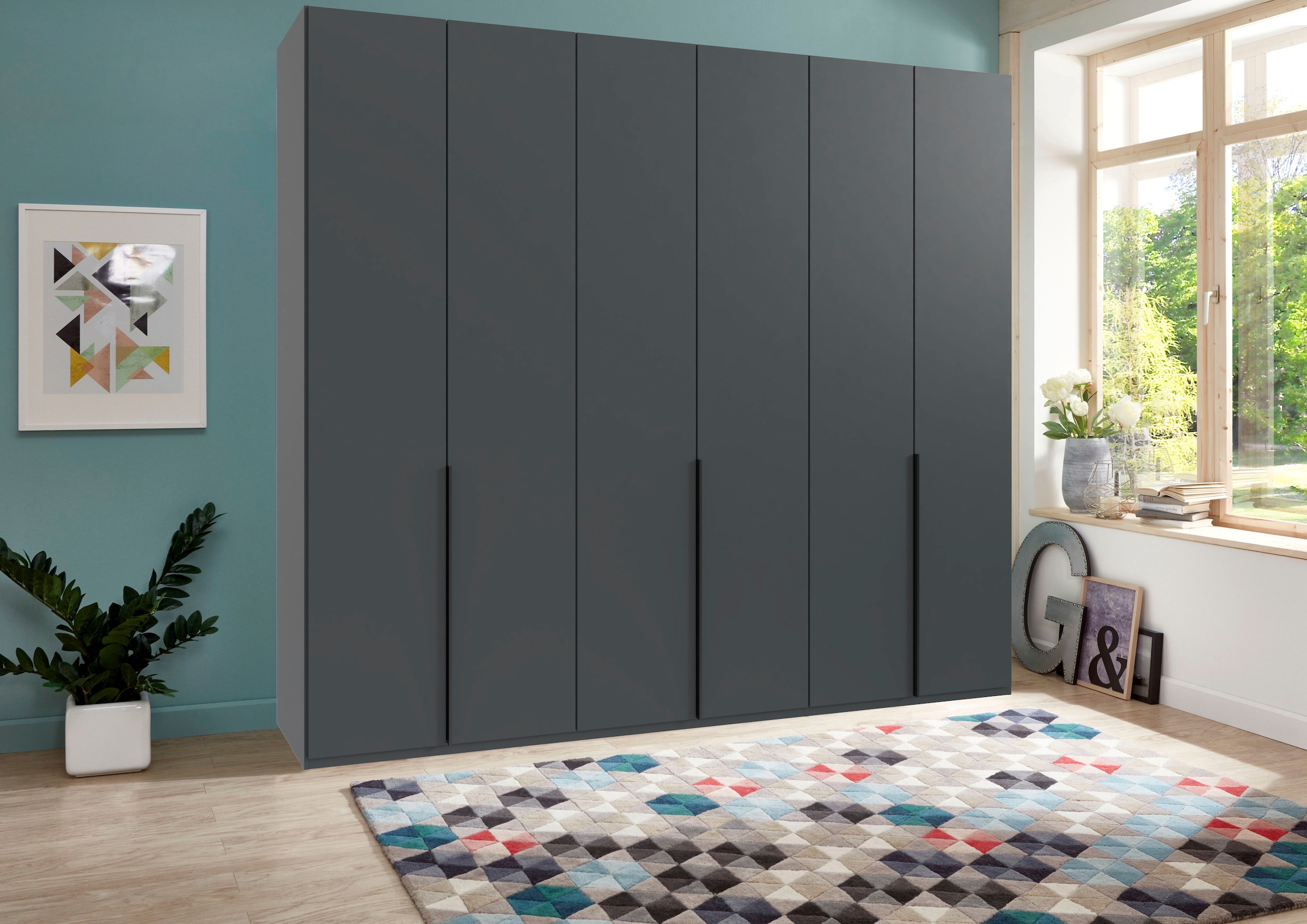 Wimex Kleiderschrank »Mugano,in 8 Breiten,3 Höhen,2 Tiefen, viele Farben, Made in Germany«, (in Basic oder Premium Ausstattung mit 2 weiteren Einlegeböden), mit langen oder kurzen Griffen aus Metall, mit oder ohne Spiegel