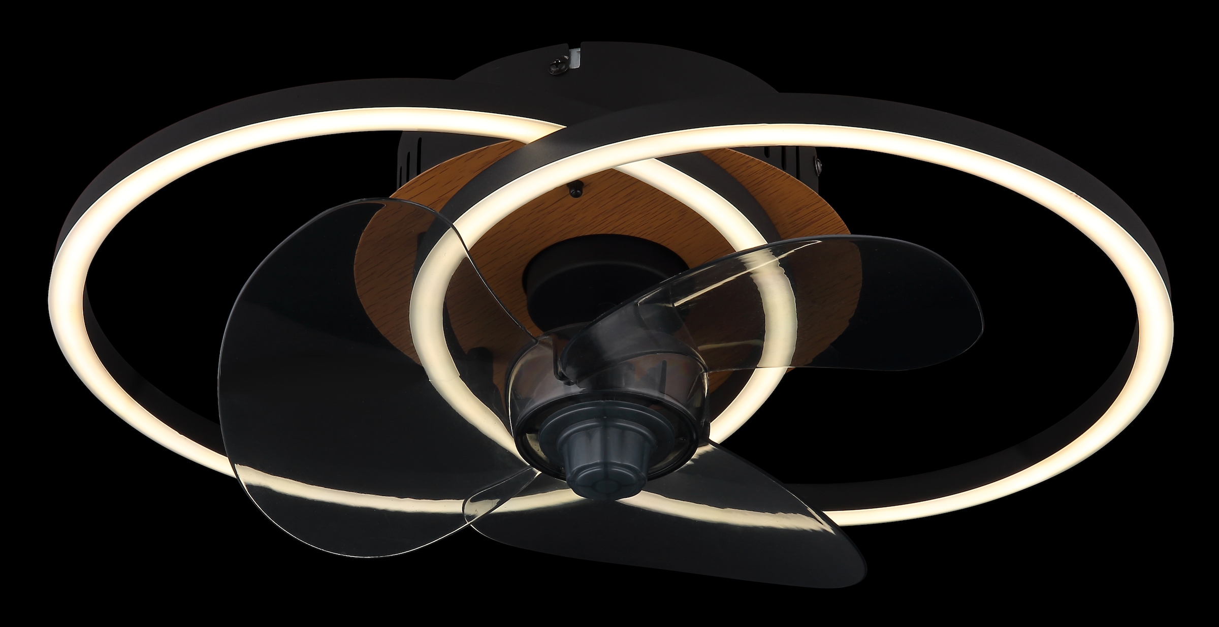 GLOBO LIGHTING Plafonnier »KAREN« Module LED 1 cuis blanc chaud - blanc froid ventilateur de plafond, lampe de plafond, ventilateur moderne, aspect bois