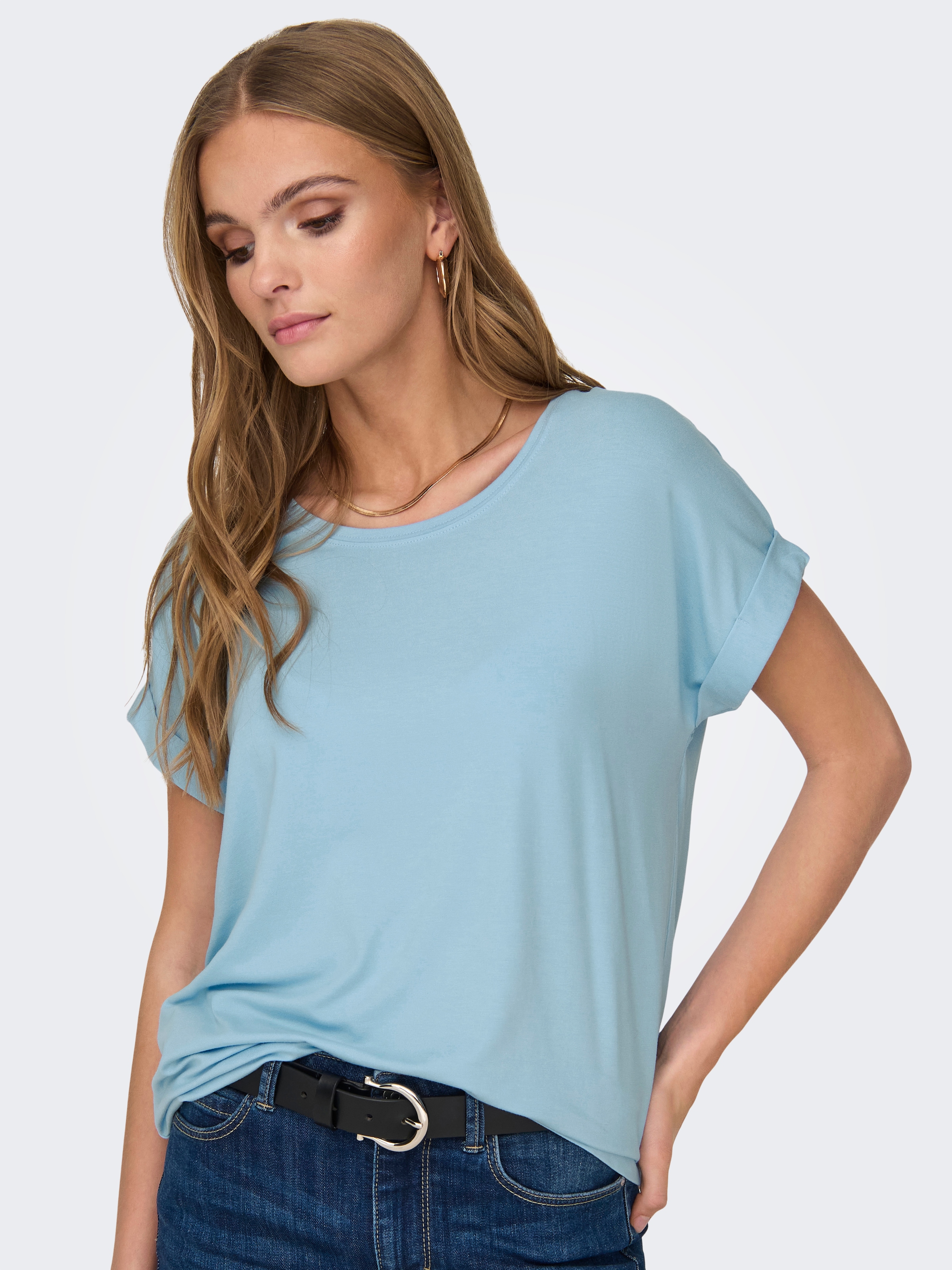 ONLY T-Shirt »ONLMOSTER S/S O-NECK TOP NOOS JRS«, mit Aufschlag am Arm