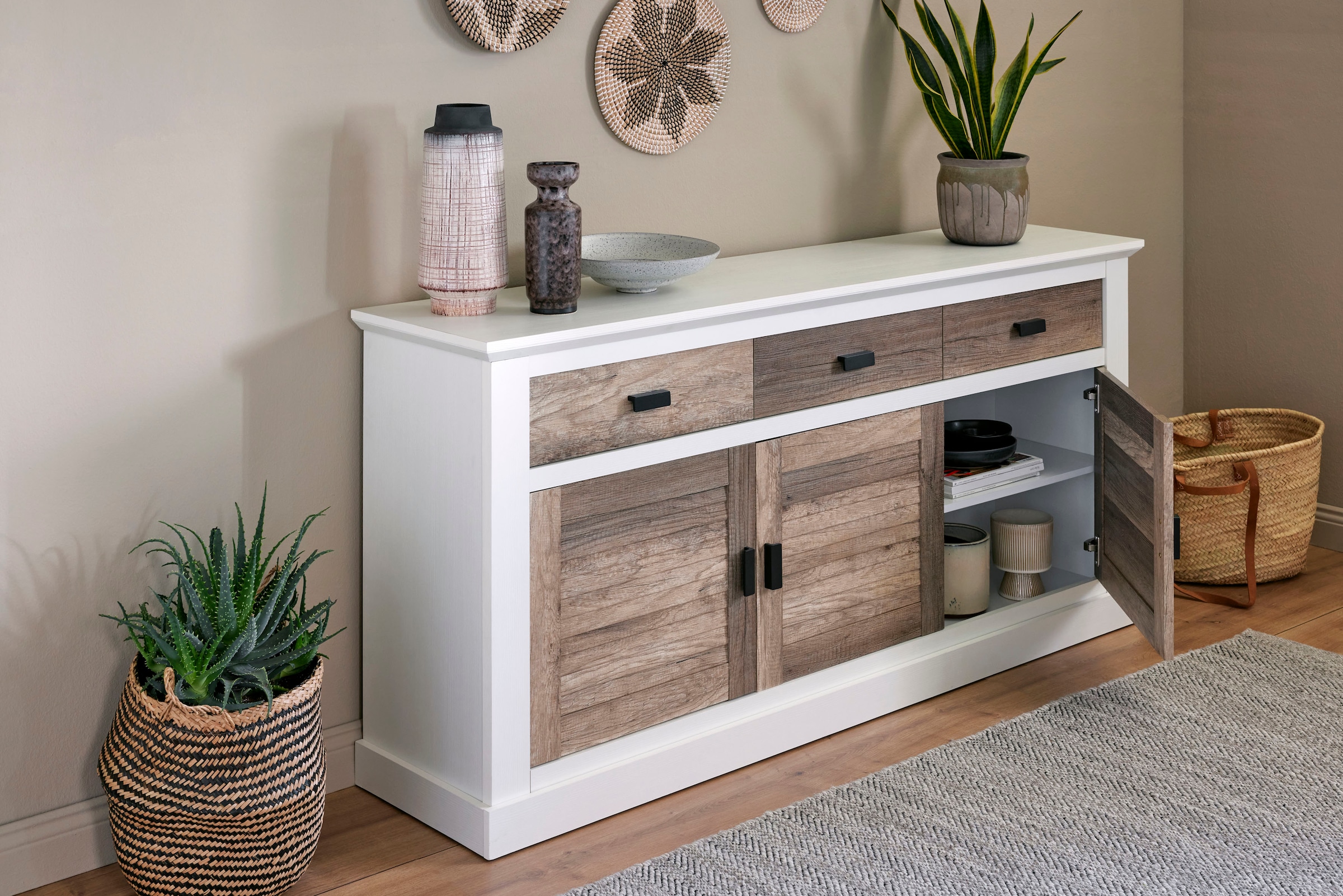 Jahnke Sideboard »HAMPTON SB 160« 1 Stk. tlg. Sideboard, Landhausstil, 3 Schubladen und 3 Türen, Breite ca. 160 cm