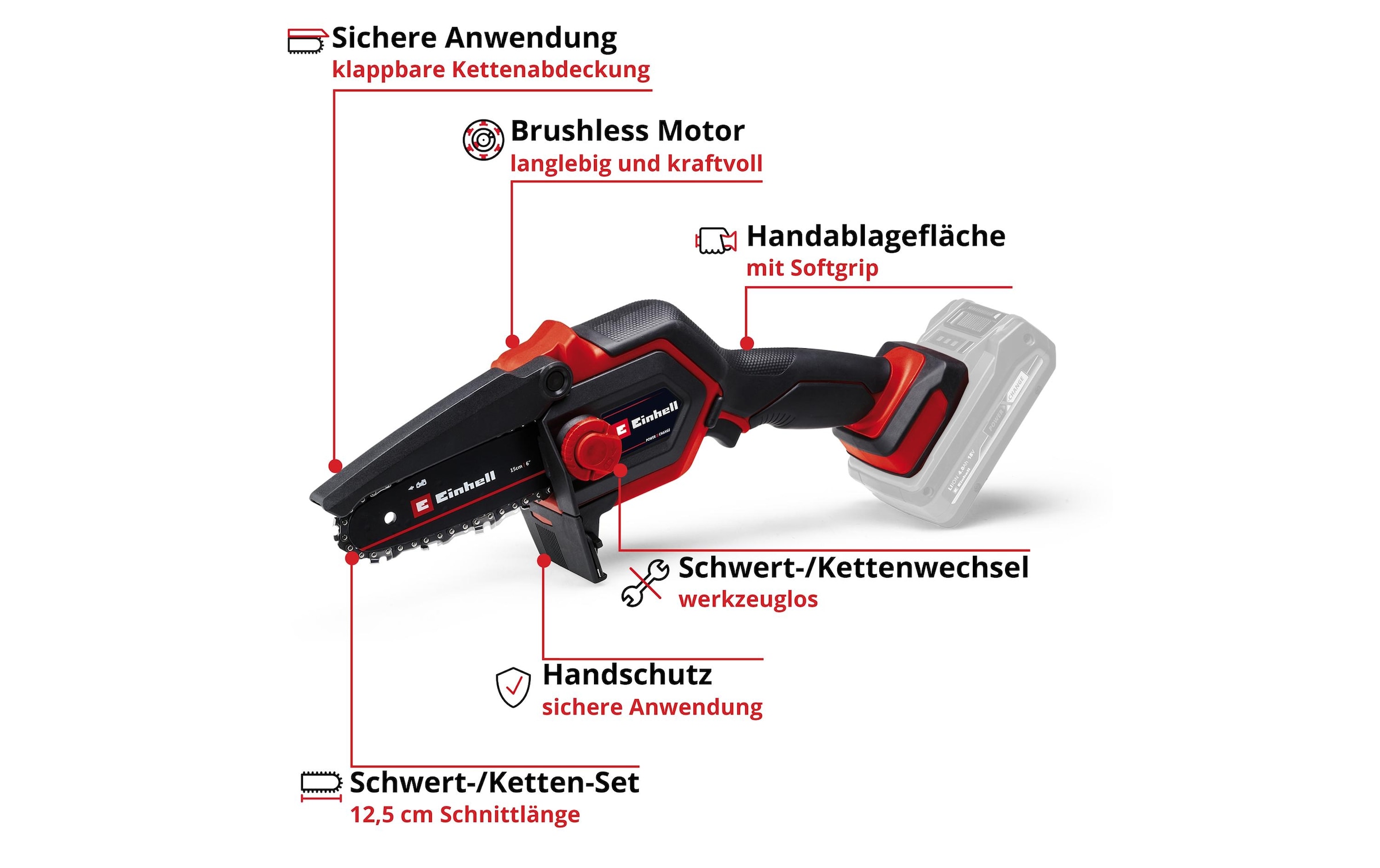 Einhell Akku-Kettensäge »GE-PS 18/15 Li BL-Solo«