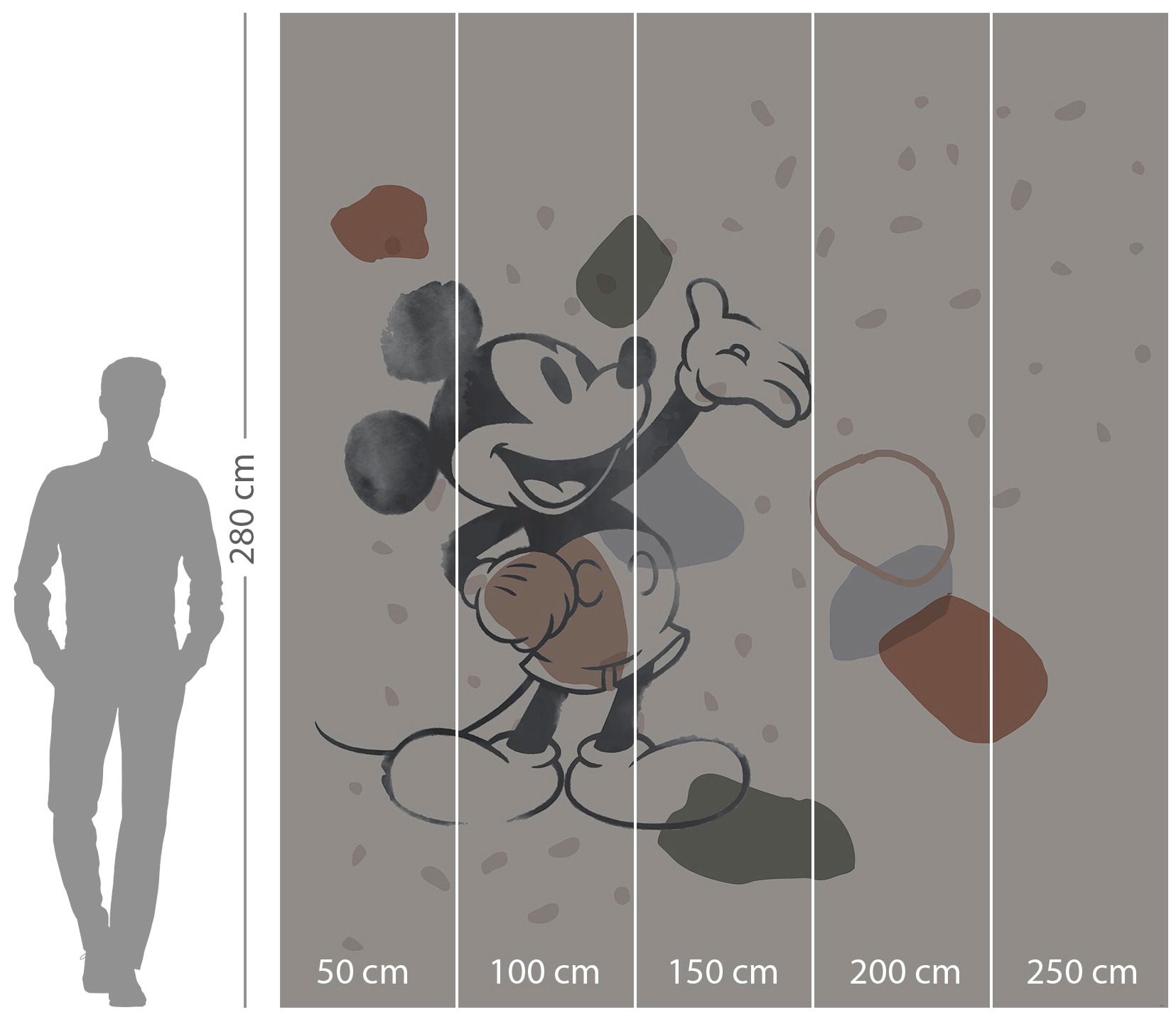 Komar Vliestapete »Digitaldruck Vlies - Mickey Organic Shapes - Grösse 250 x 280 cm«, bedruckt, Kinderzimmer