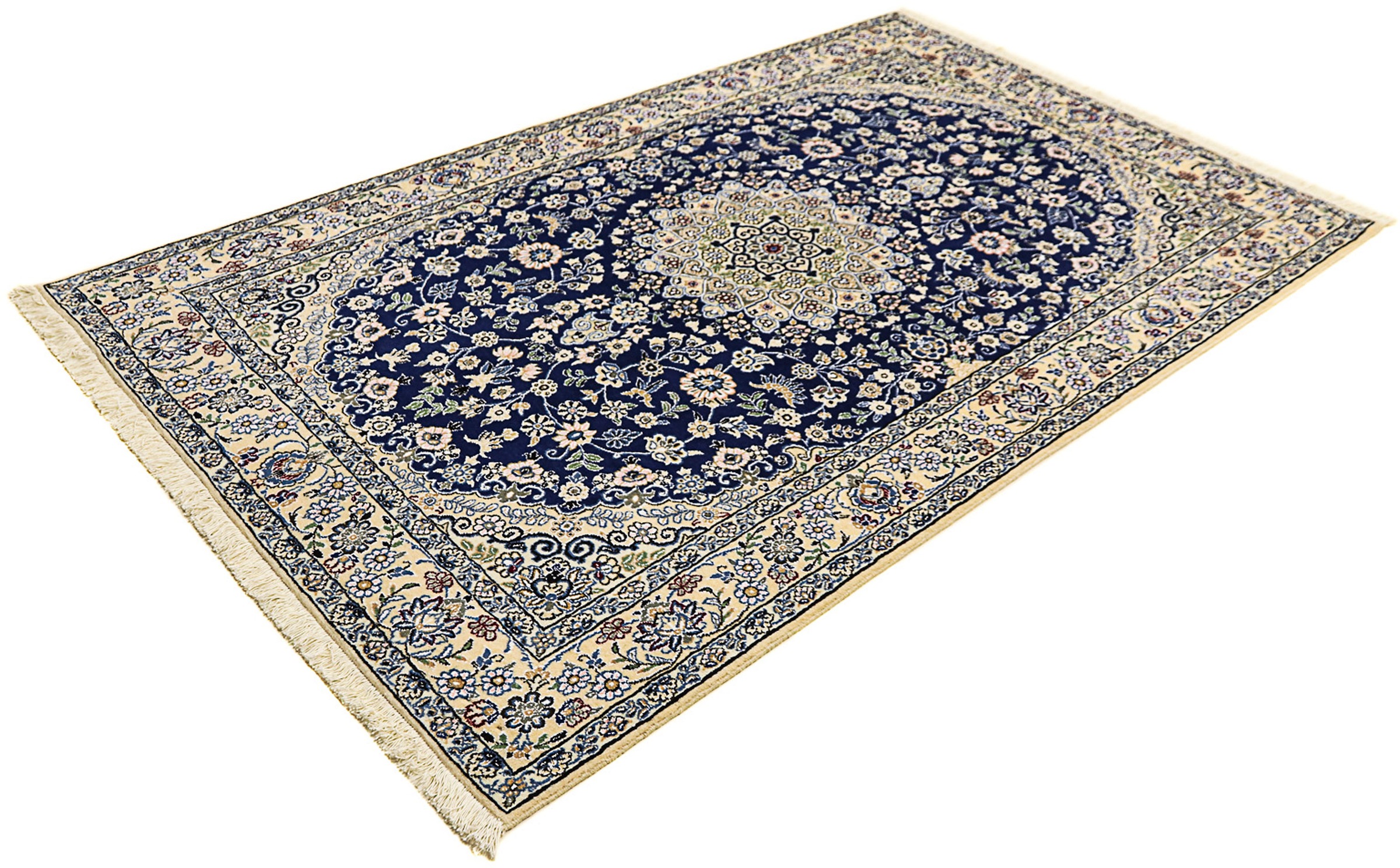 Image of morgenland Orientteppich »Perser - Nain - Royal - 216 x 134 cm - dunkelblau«, rechteckig, 10 mm Höhe, Wohnzimmer, Handgeknüpft, Einzelstück mit Zertifikat bei Ackermann Versand Schweiz