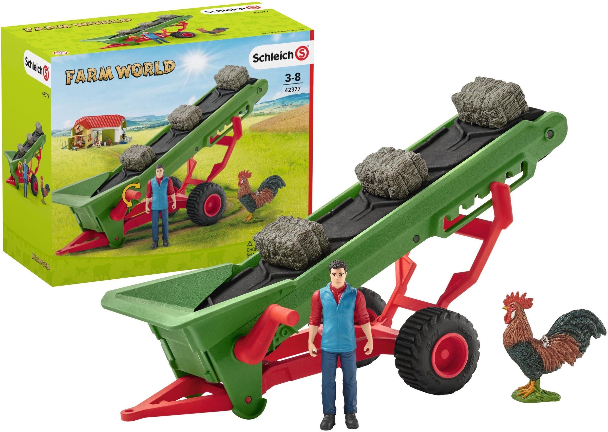 Image of Schleich® Spielfahrzeug-Anhänger »Farm World, Heuförderband mit Bauer (42377)«, Made in Germany bei Ackermann Versand Schweiz