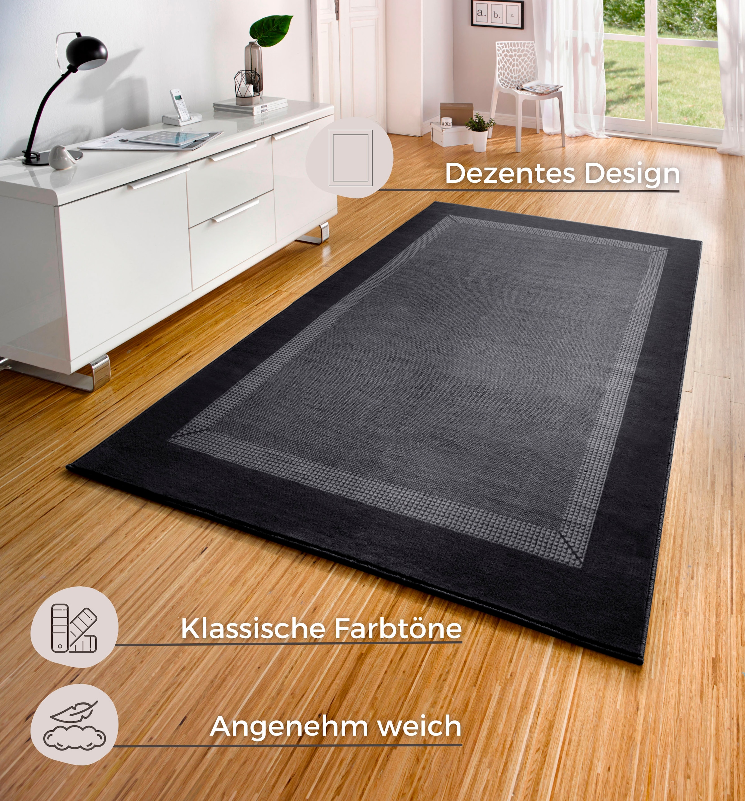 HANSE Home Teppich »Band«, rechteckig, 9 mm Höhe, Kurzflor, weich, Läufer Grössen, Wohnzimmer, Schlafzimmer, Esszimmer