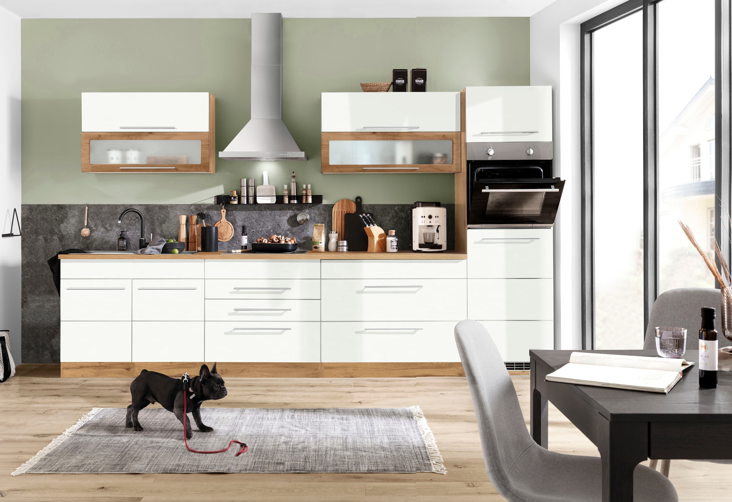 KOCHSTATION Kitchenette »KS-Wien« largeur 340 cm, au choix avec appareils électriques et induction