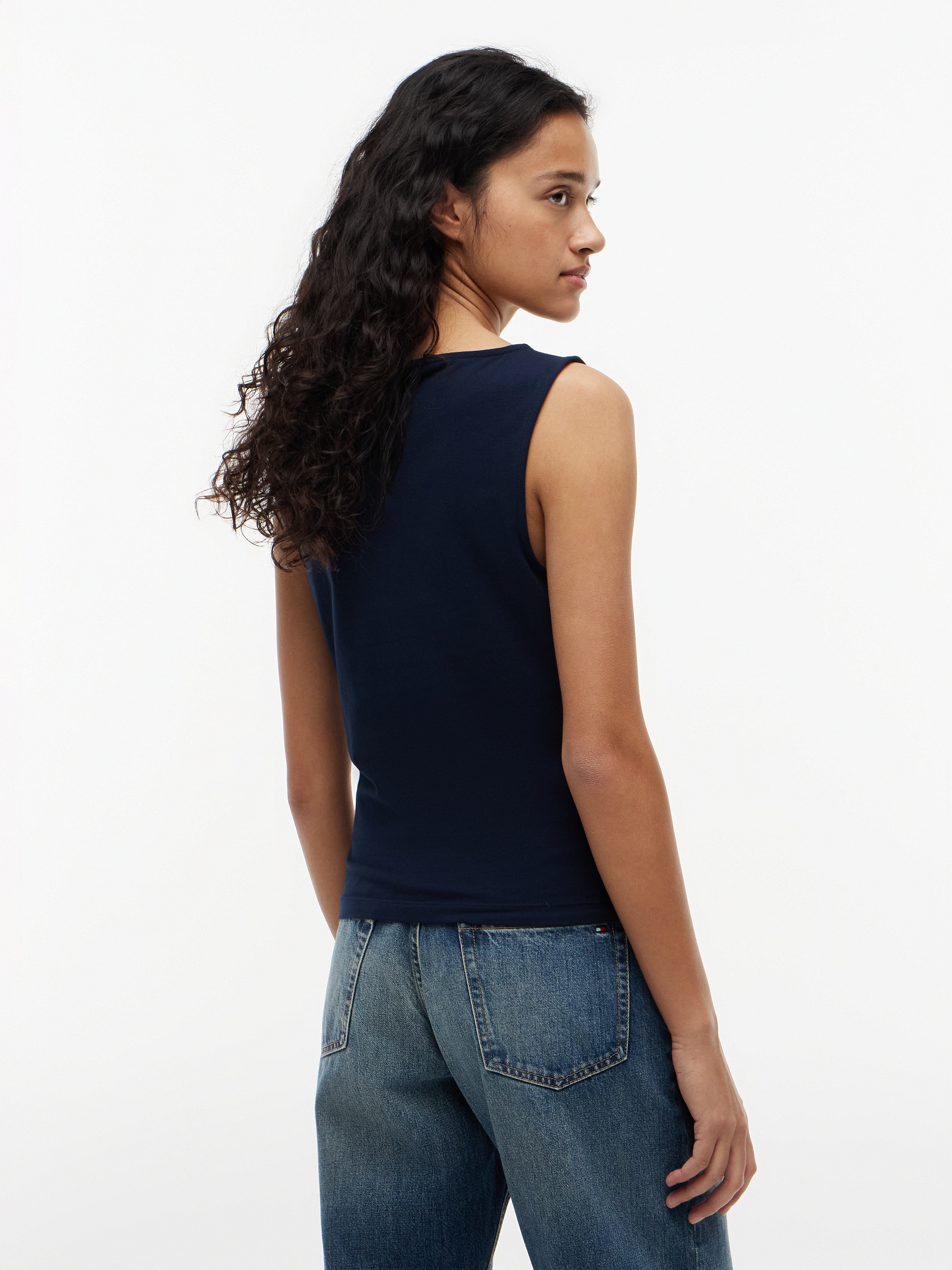 Tommy Hilfiger Tanktop »CLASSIC SCRIPT BOAT-NK TOP« Baumwollmischung, U-Boot Ausschnitt