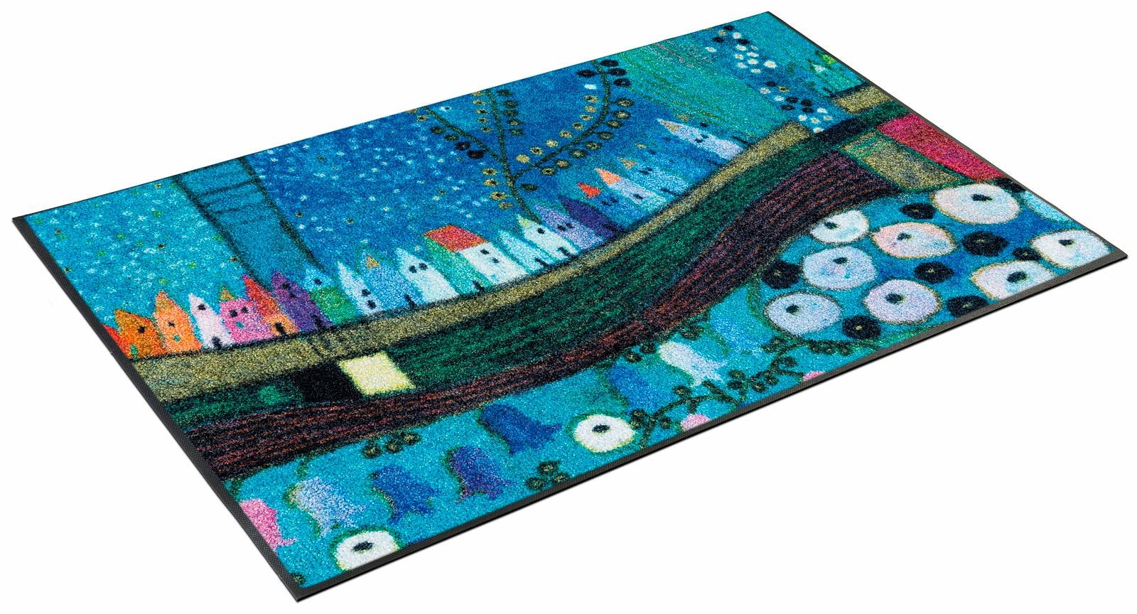 Image of wash+dry by Kleen-Tex Läufer »Stadt in Blau«, rechteckig, 7 mm Höhe, Schmutzfangläufer, rutschhemmend, waschbar, ideal in Diele & Flur bei Ackermann Versand Schweiz