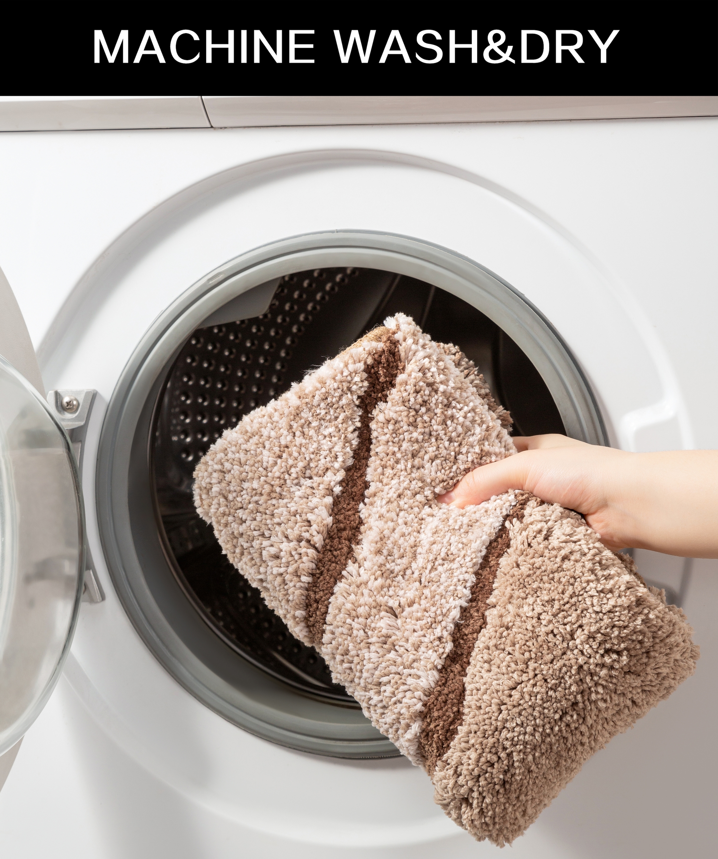 my home Badematte »Josie, Badvorleger, Badezimmer Teppich«, rutschhemmend beschichtet, fussbodenheizungsgeeignet-schnell trocknend-strapazierfähig, Badteppich, Badematten, rechteckig, rund & als 3-tlg. Set erhältlich