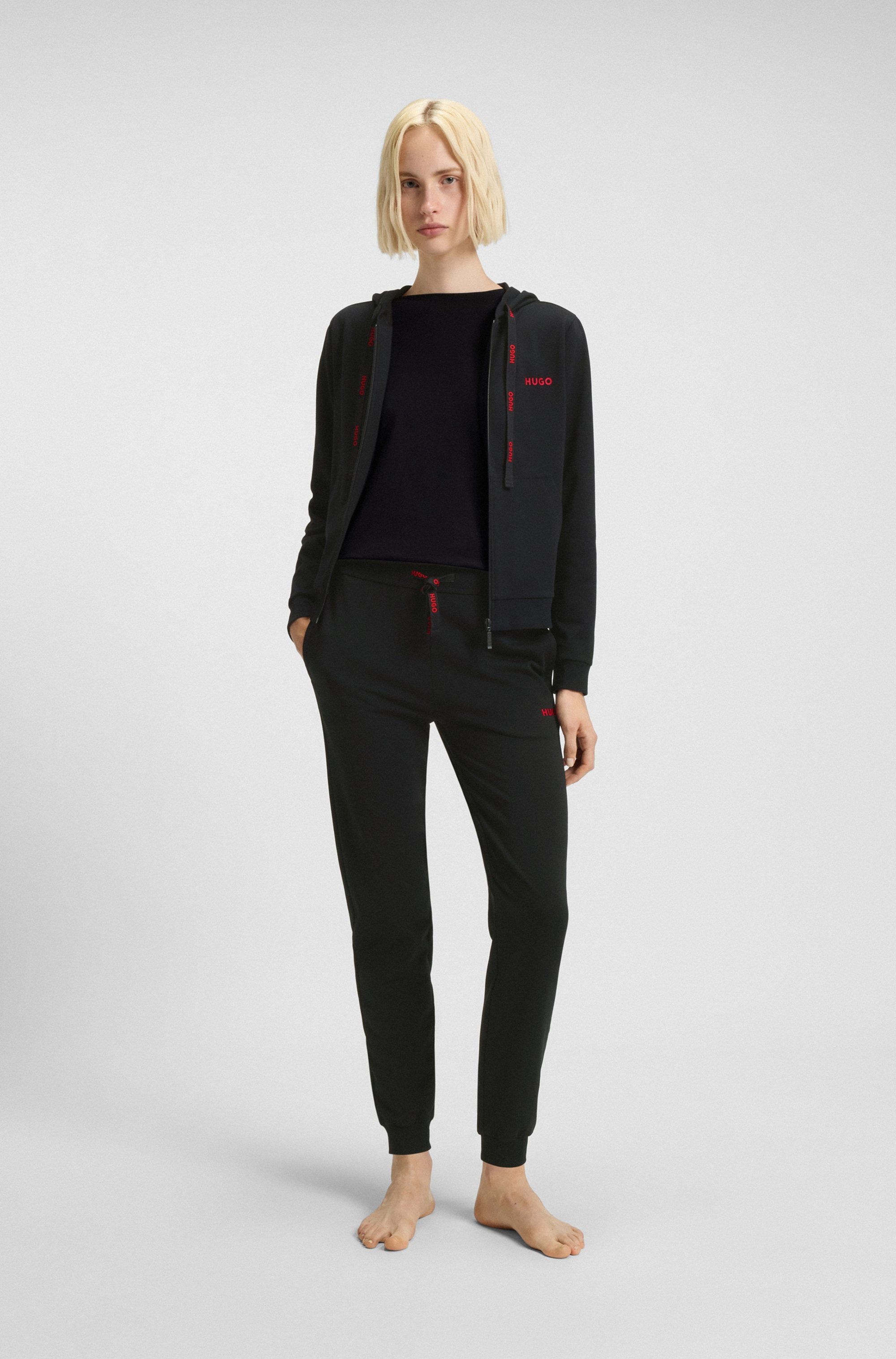 HUGO Underwear Veste sweat Kapuze, Reissverschluss, gerade geschnitten