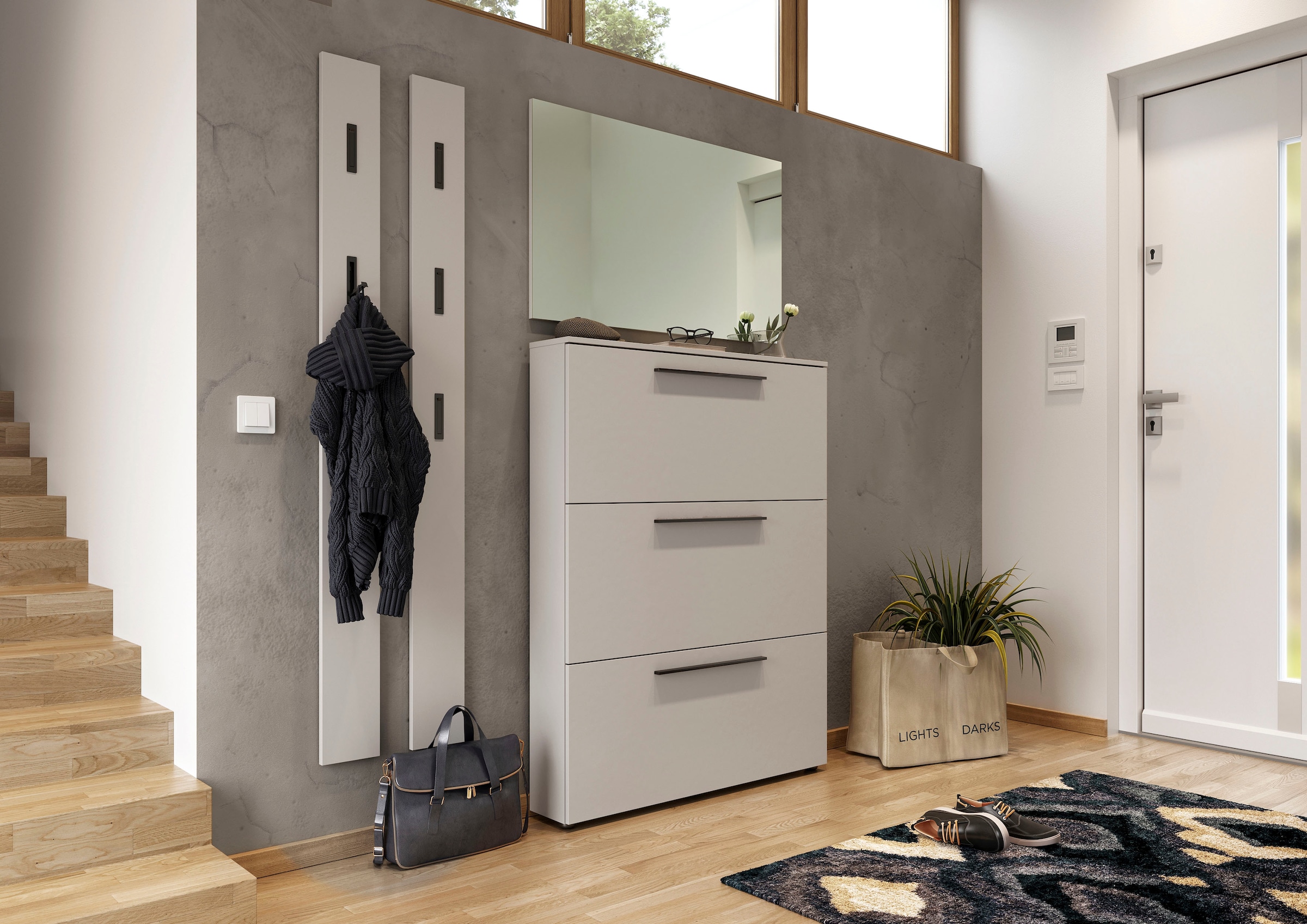 GERMANIA Schuhschrank »GW-Utah Schuhschrank in 2 Breiten, mit 2 oder 3 Klappen,«, stehend und hängend montierbar