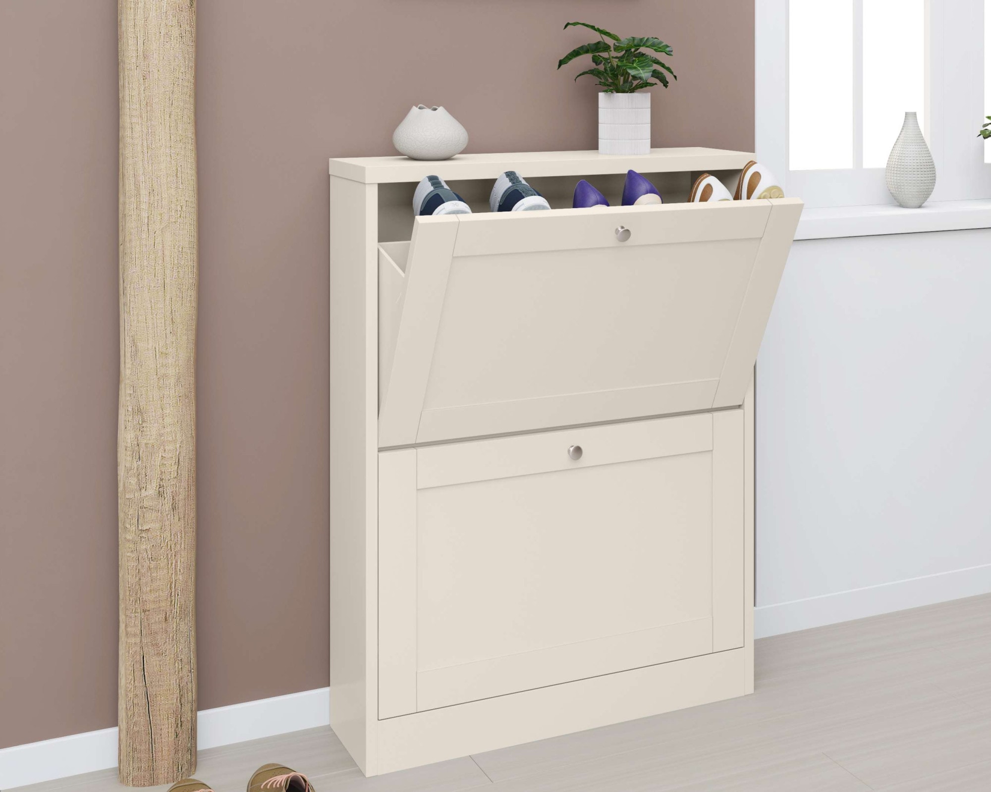 GOODproduct Schuhschrank »Heide« Breite 70 cm, mit 2 Klappen und Facettenfront