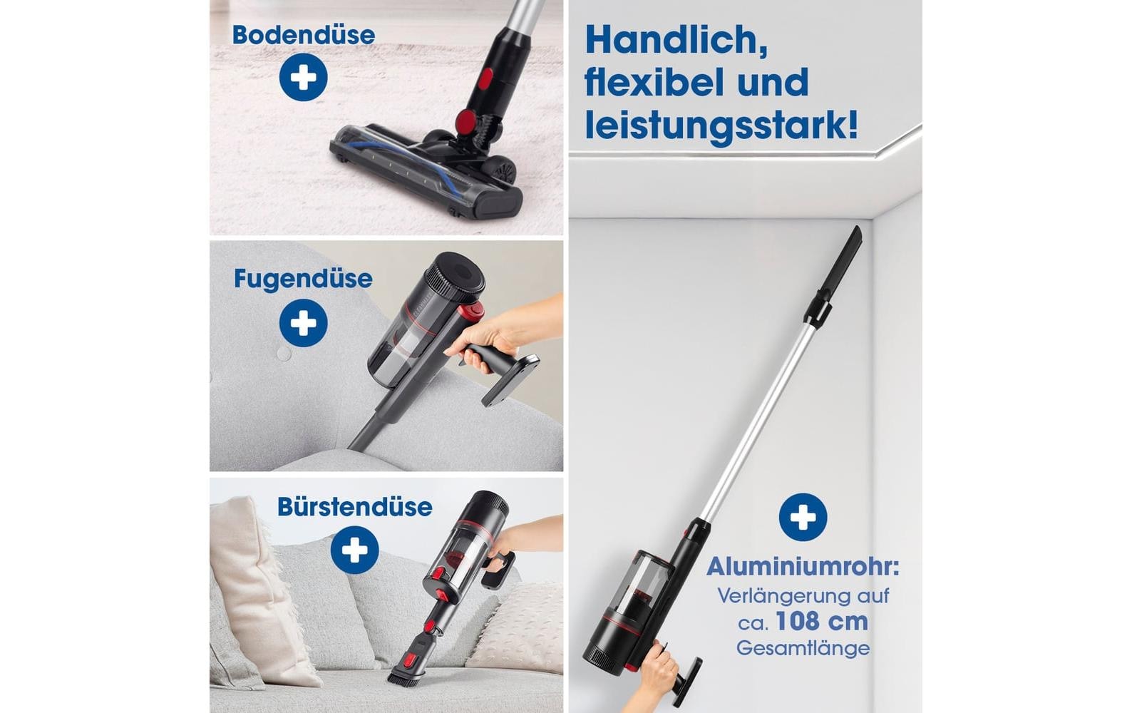 CLEANmaxx Akku-Hand-und Stielstaubsauger »CLEANmaxx Akku-Hand- und Stielsauger 600 W«