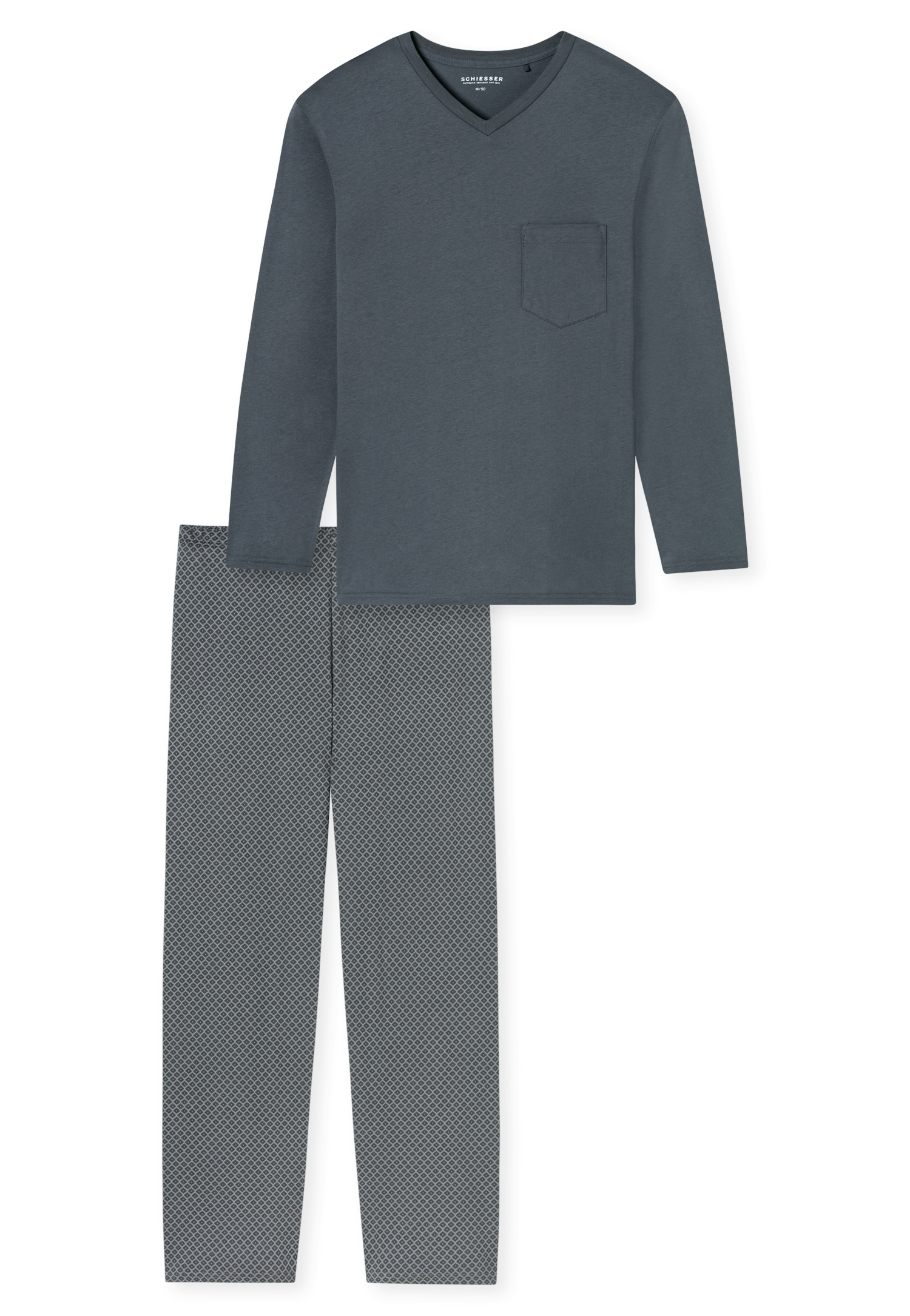 Schiesser Schlafanzug »Comfort Essentials« 2 Stk. tlg., mit V-Ausschnitt und aufgesetzter Brusttasche