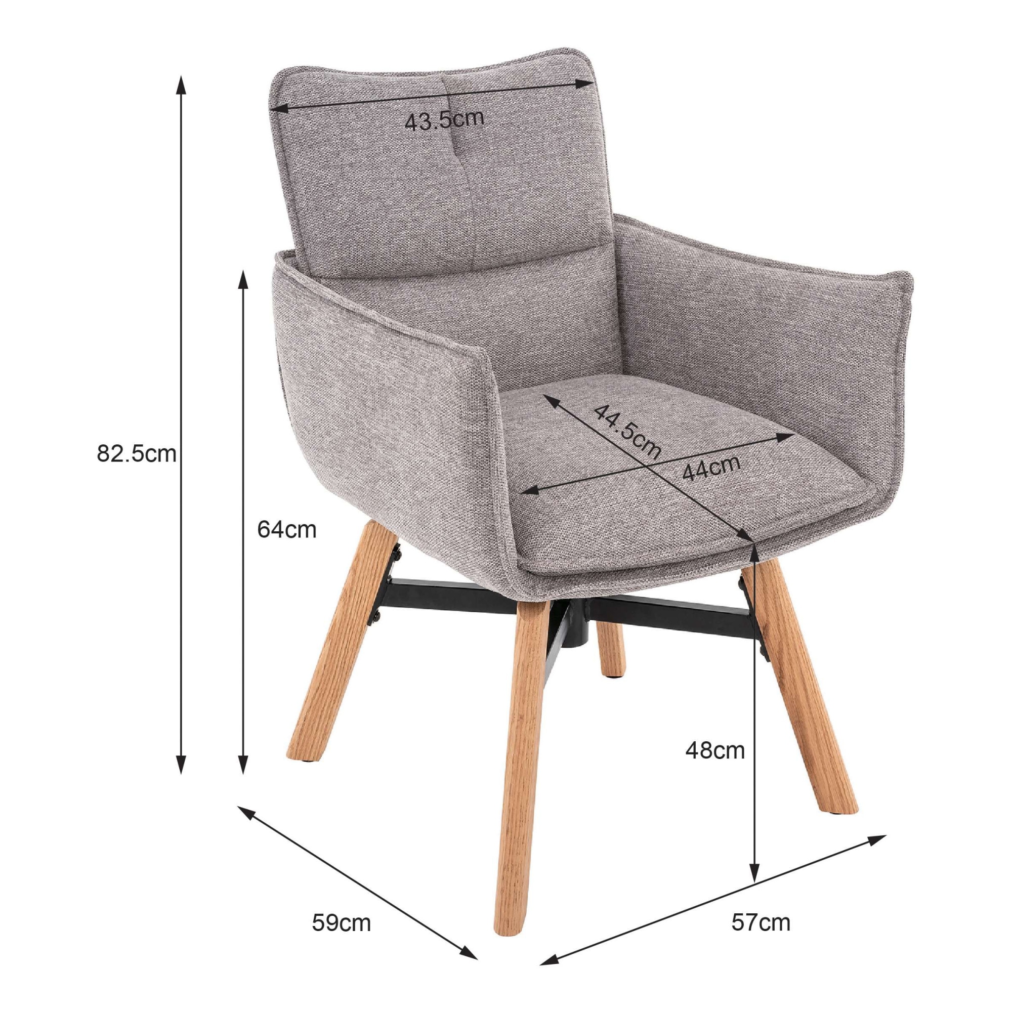 GOODproduct Chaise de salle à manger »Elyssa« (Set) 2 cuismassives Eichenholzgestell,  pflegeleichter Webstoff, Drehfunktion
