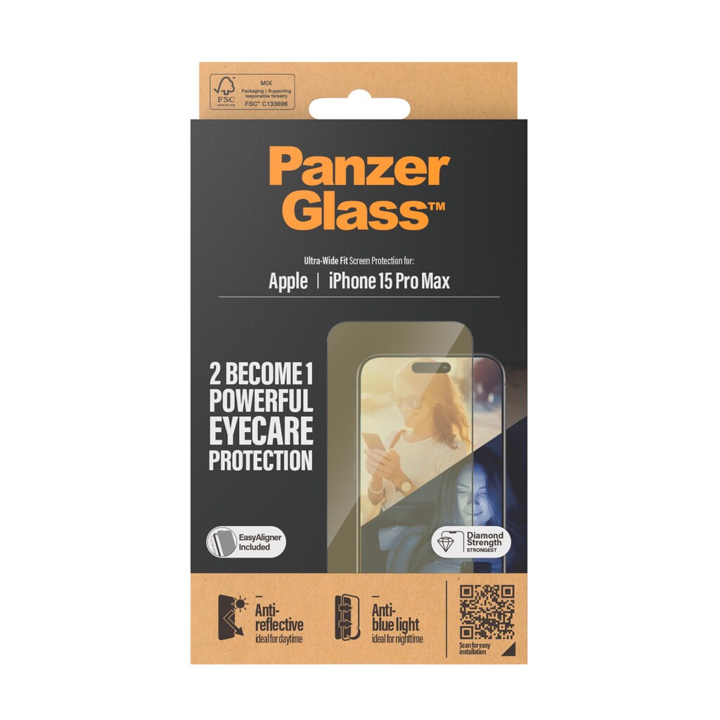 PanzerGlass Displayschutzglas »Eyecare Screen Protector«, für iPhone 15 Pro Max