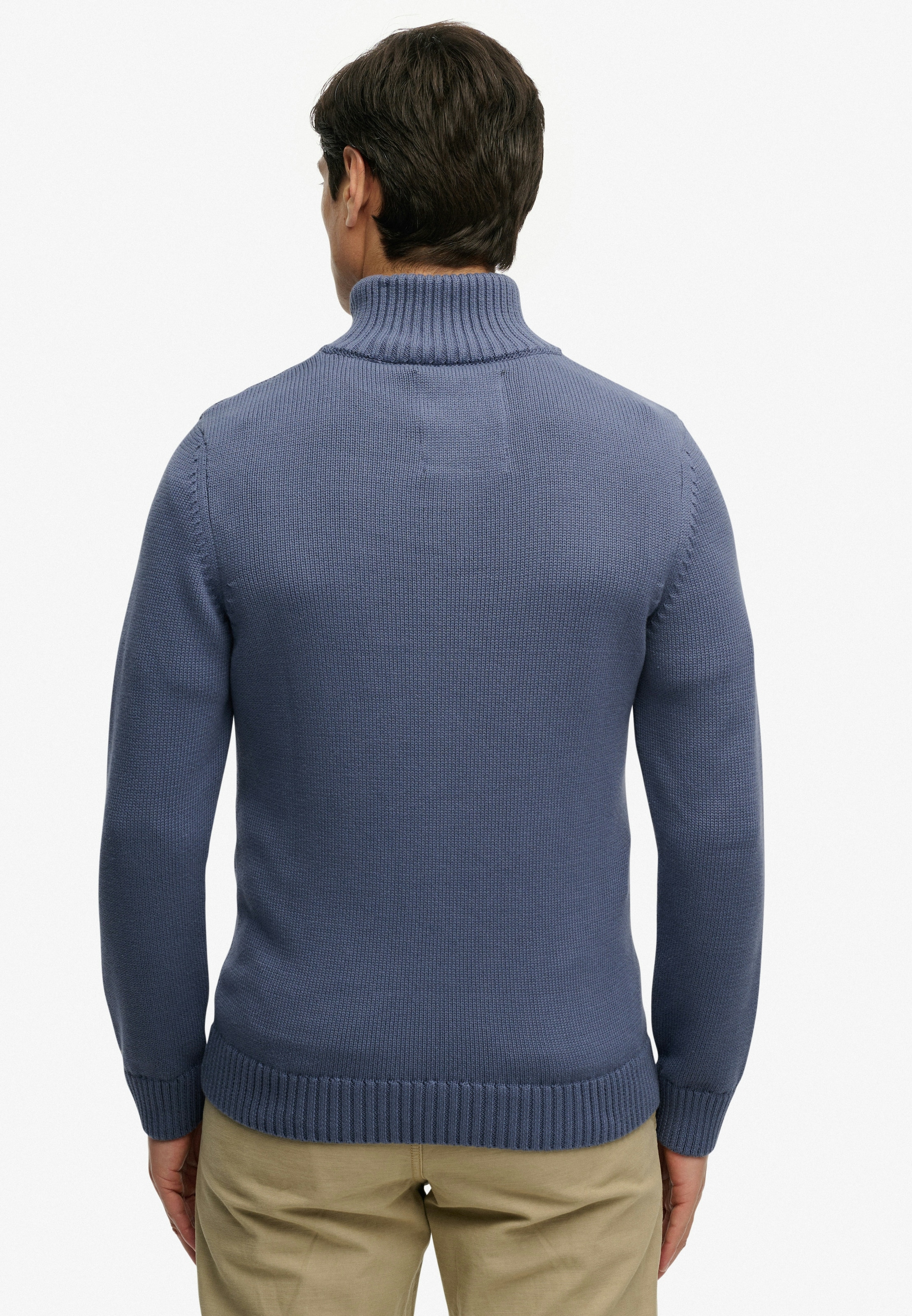 Superdry Strickpullover »COTTON KNIT HENLEY« aus Baumwolle, Slim Fit, mit Stehkragen, hüftlange Form, pflegeleicht