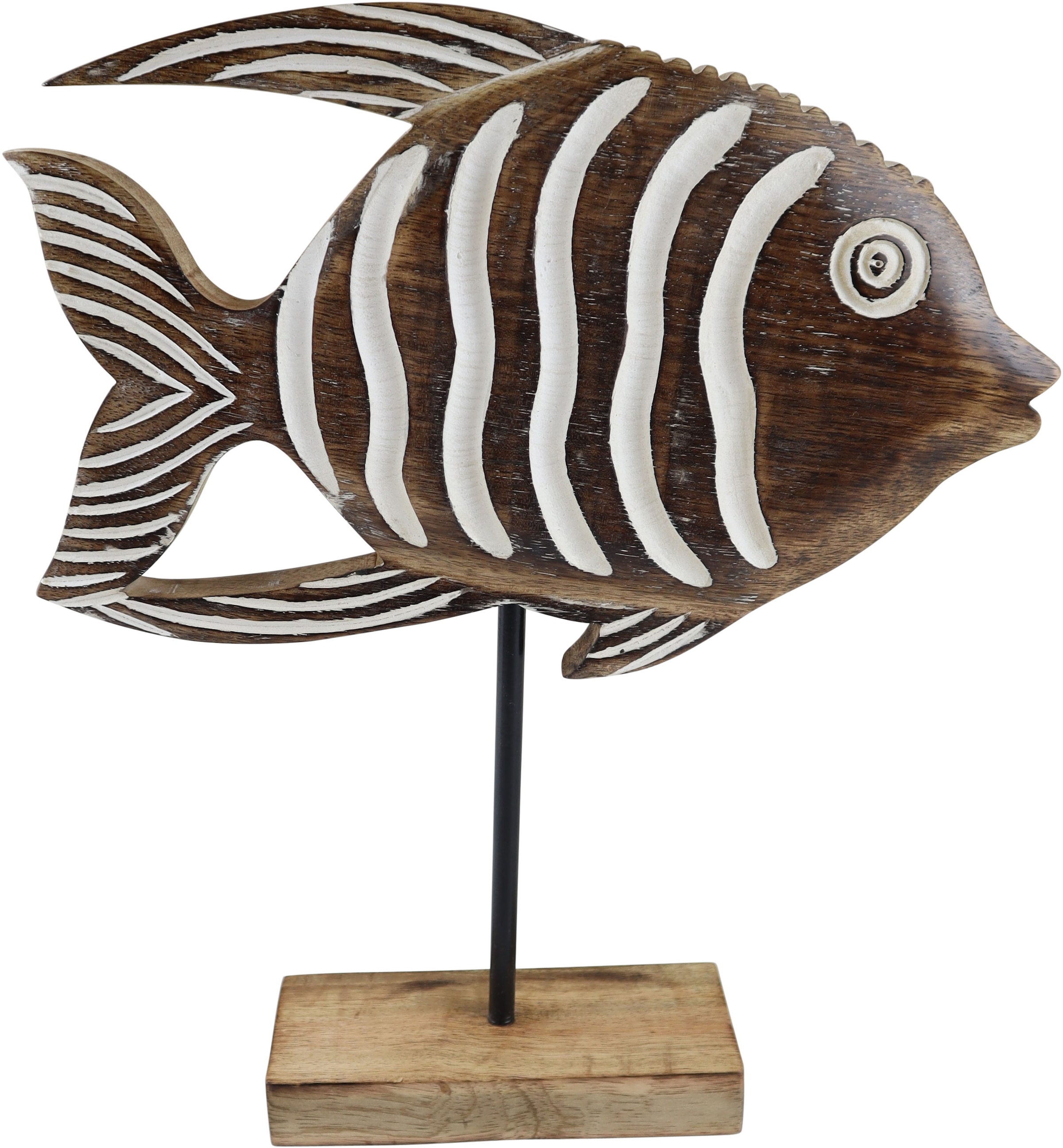Image of AM Design Dekofigur "Fisch aus Mangoholz und Metall" handgefertigte Osterdekoration