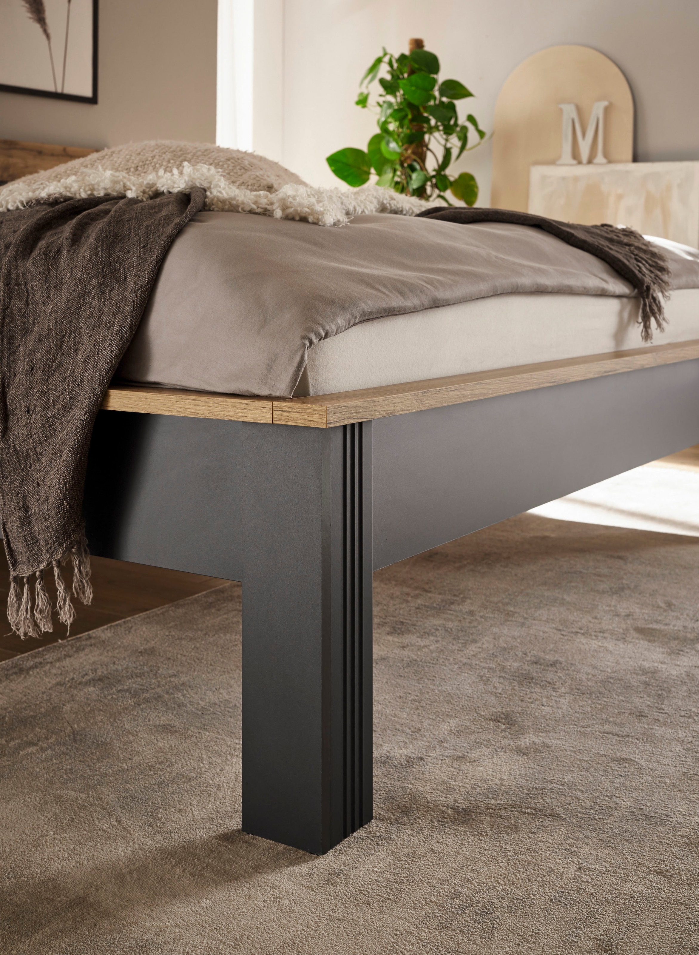 GOODproduct Schlafzimmer-Set »Westminster« Bett Liegefläche 180/200cm und 2 Nachtkommoden