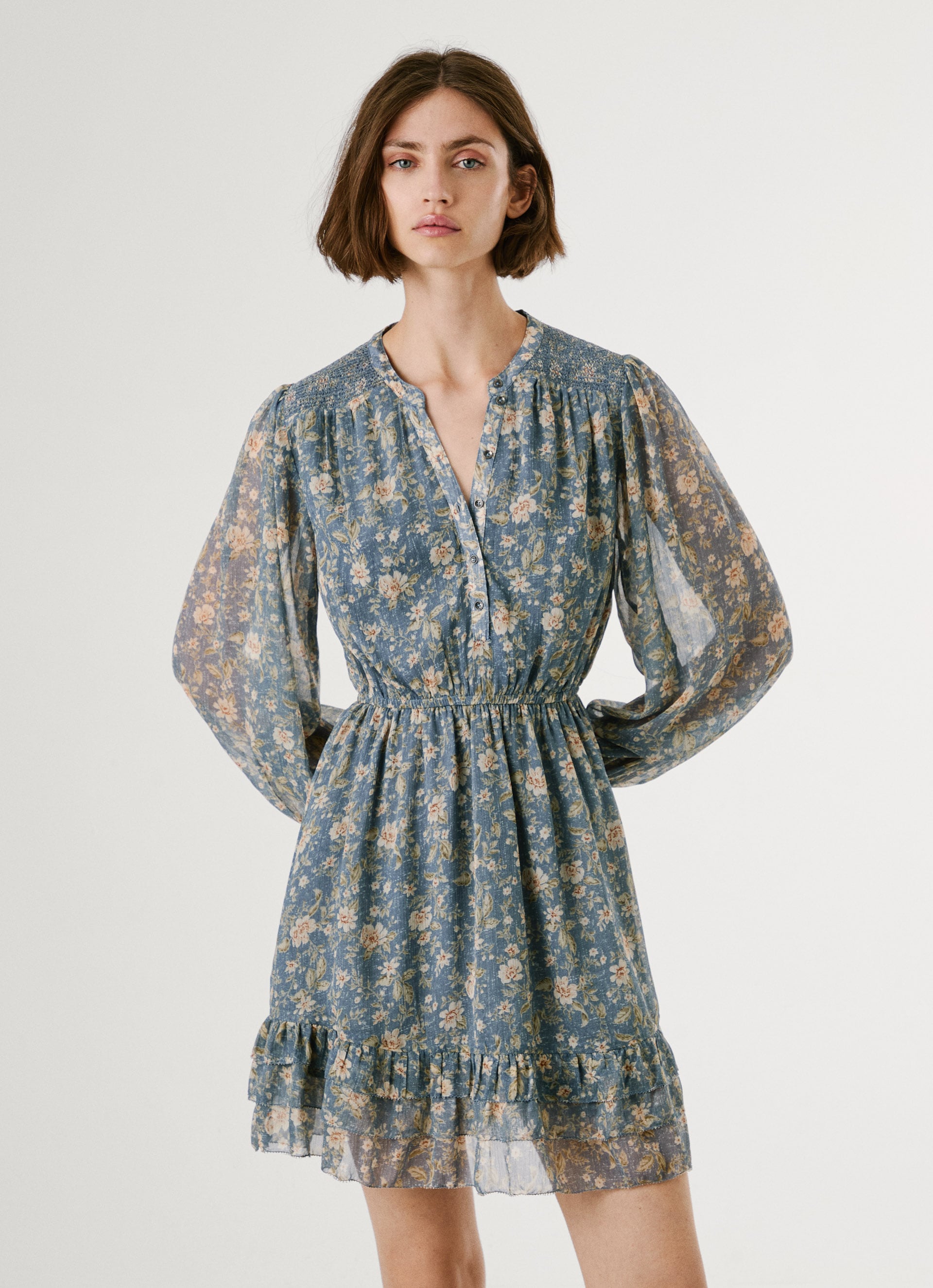 Image of Pepe Jeans Blusenkleid "LONDYN DRESS" tailliert, mit elastischem Bündchen