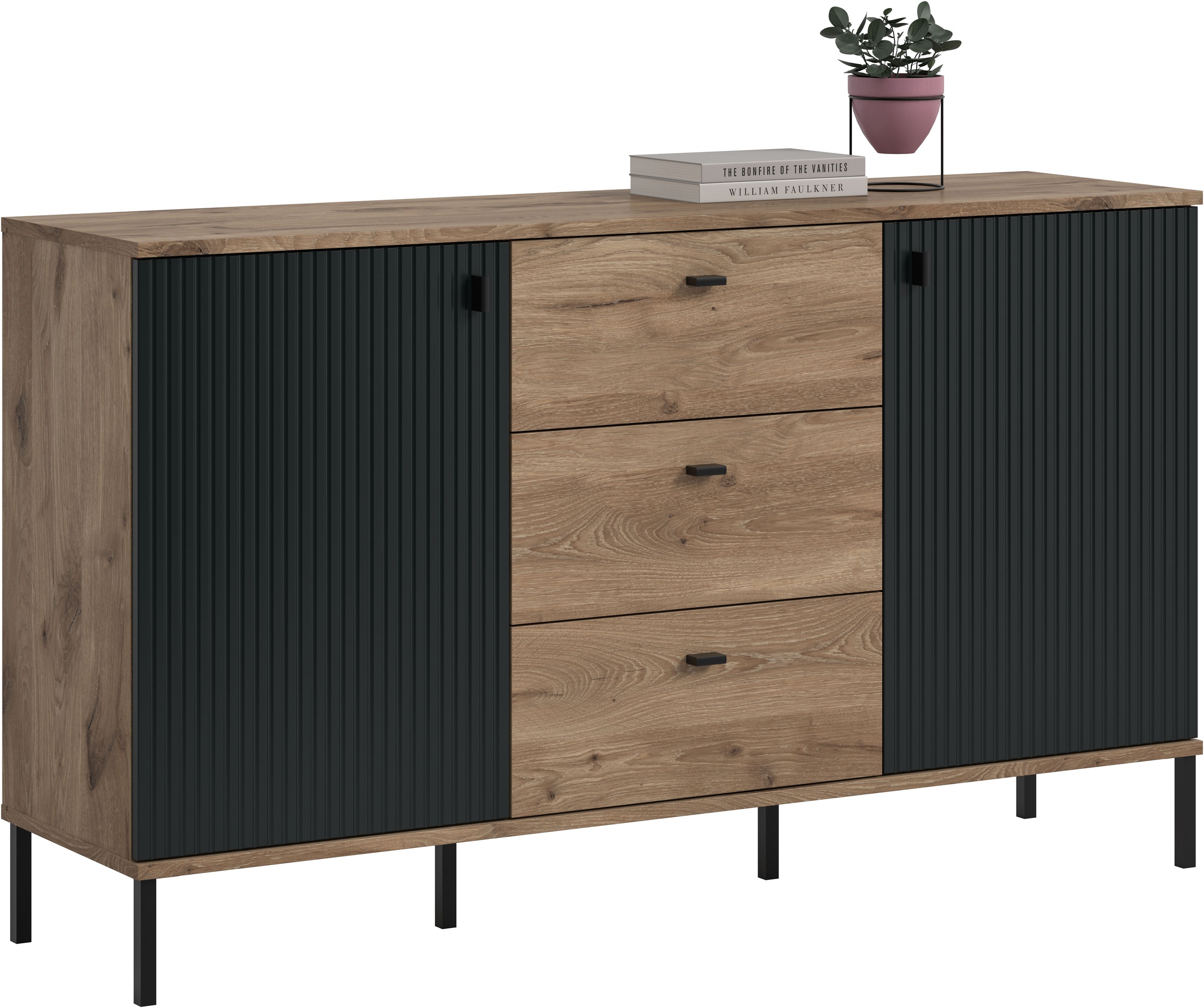 Image of INOSIGN Sideboard "TREVERK, Breite: 154 cm, hochwertige MDF-Front schwarz tiefzieh" 1 Stk. tlg. Sideboard, Wohnzimmer, Esszimmer
